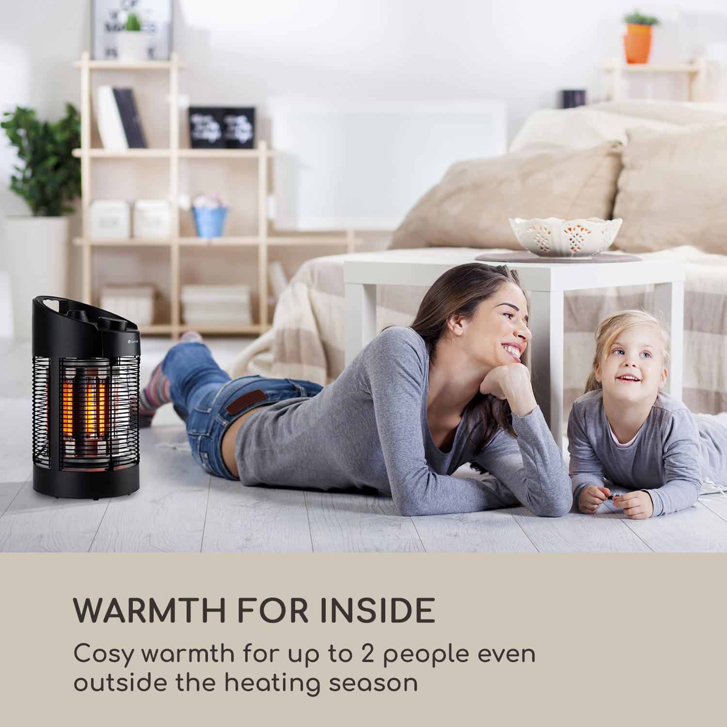 Heat Guru 360 Mini, promiennik podczerwieni, stojący, 41 cm, 700/350 W, IPX4, oscylacja 41 cm