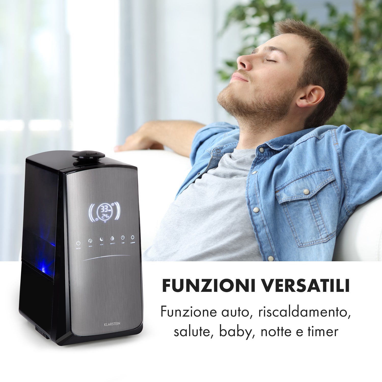 VapoAir Opal Smart, umidificatore, controllo via app, schermo a LED, telecomando Con WiFi