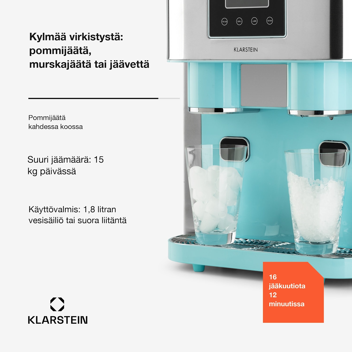 Eiszeit Crush, jääpalakone, 2 kokoa, jäämurskaa Sinivihreä