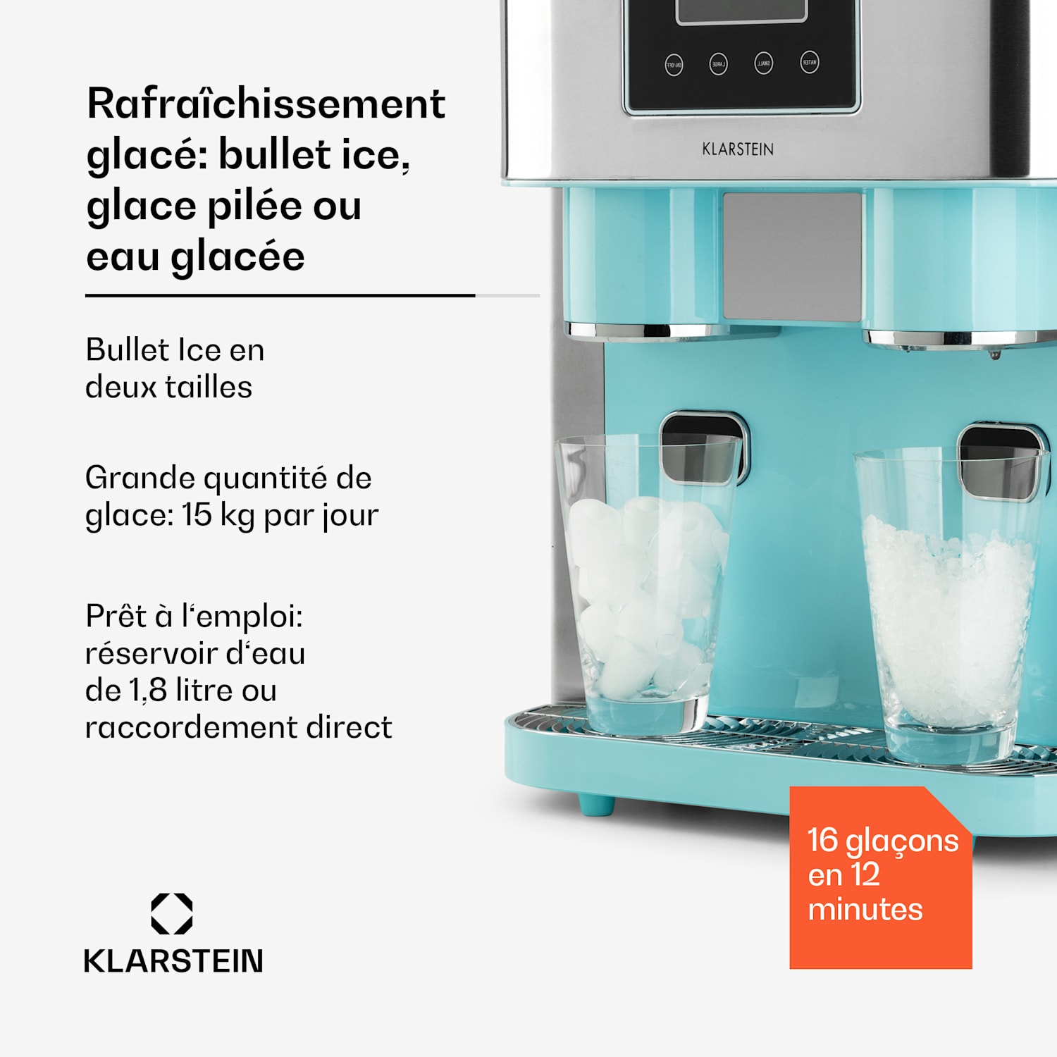 Eiszeit Crush machine à glaçons 2 tailles de glace pilée Aqua