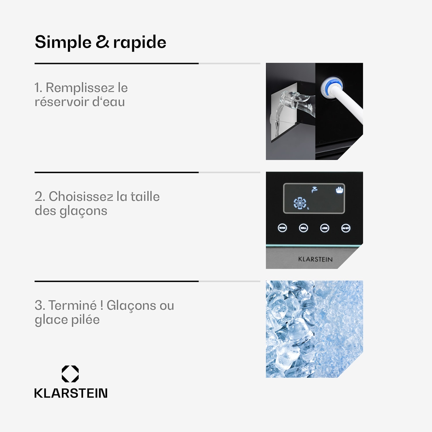 Eiszeit Crush machine à glaçons 2 tailles de glace pilée Aqua