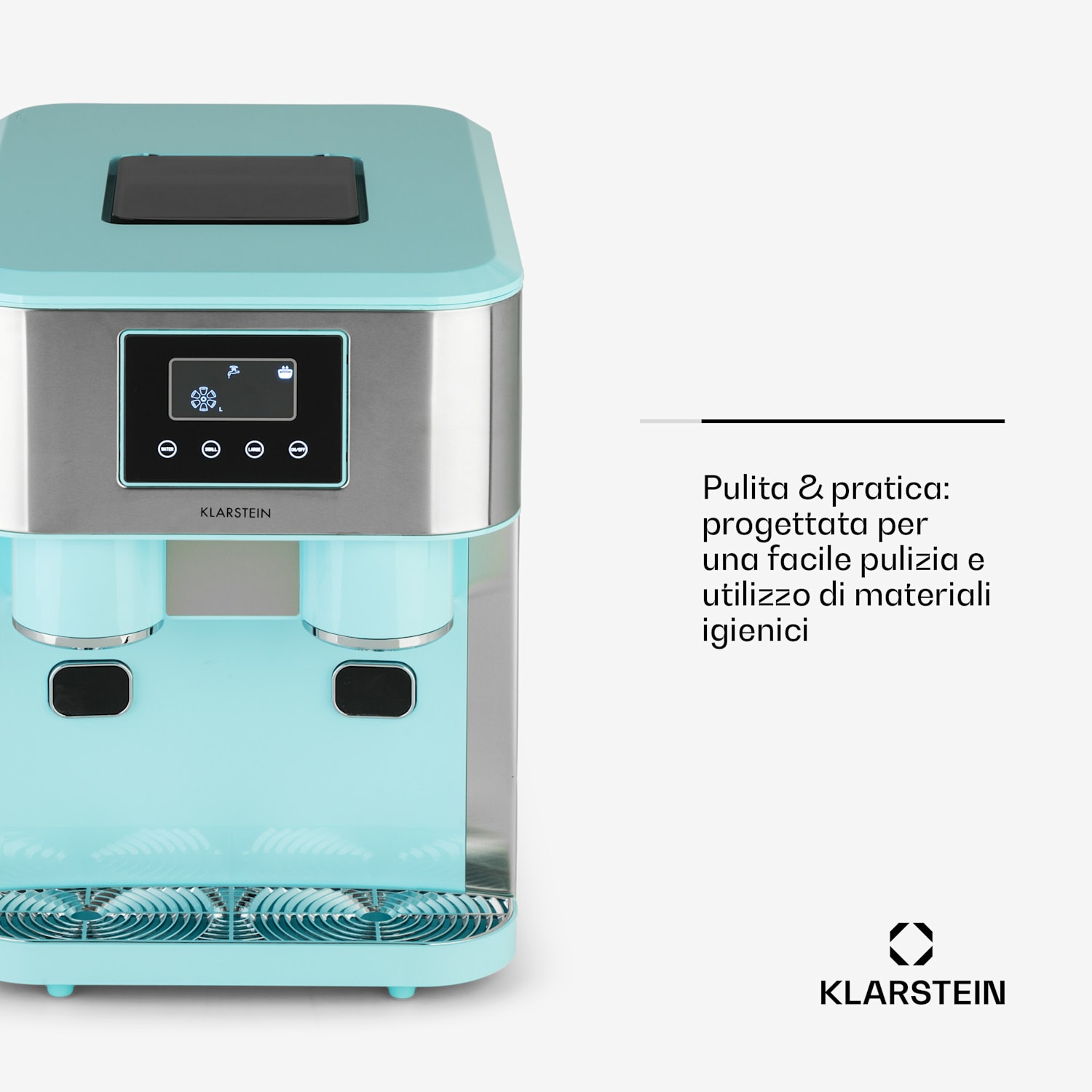 Eiszeit Crush, Macchina del Ghiaccio, Cubetti di 2 Dimensioni, Ghiaccio Tritato Verde acqua