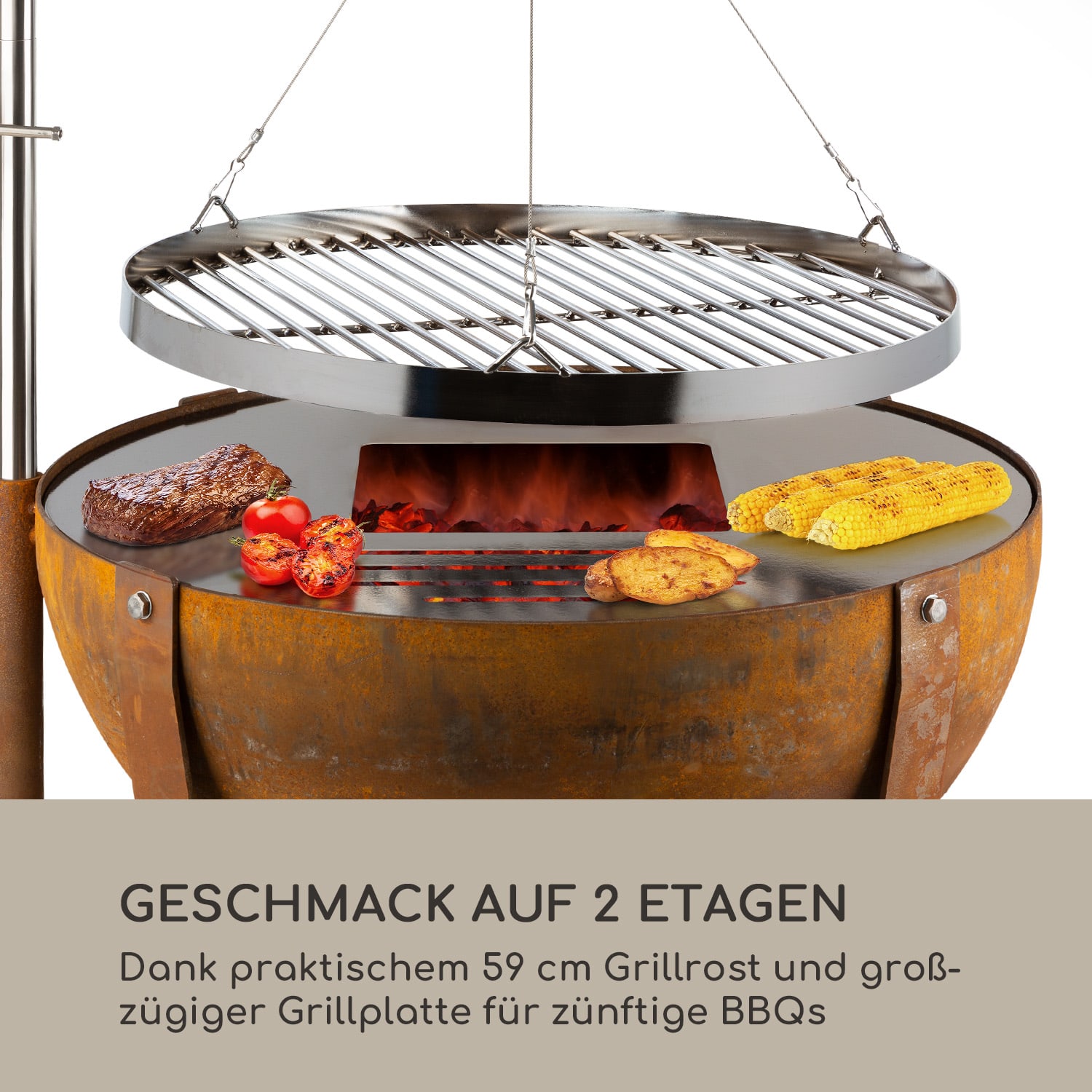 Fire Globe Feuerschale mit Grill Ø60cm Stahl 
