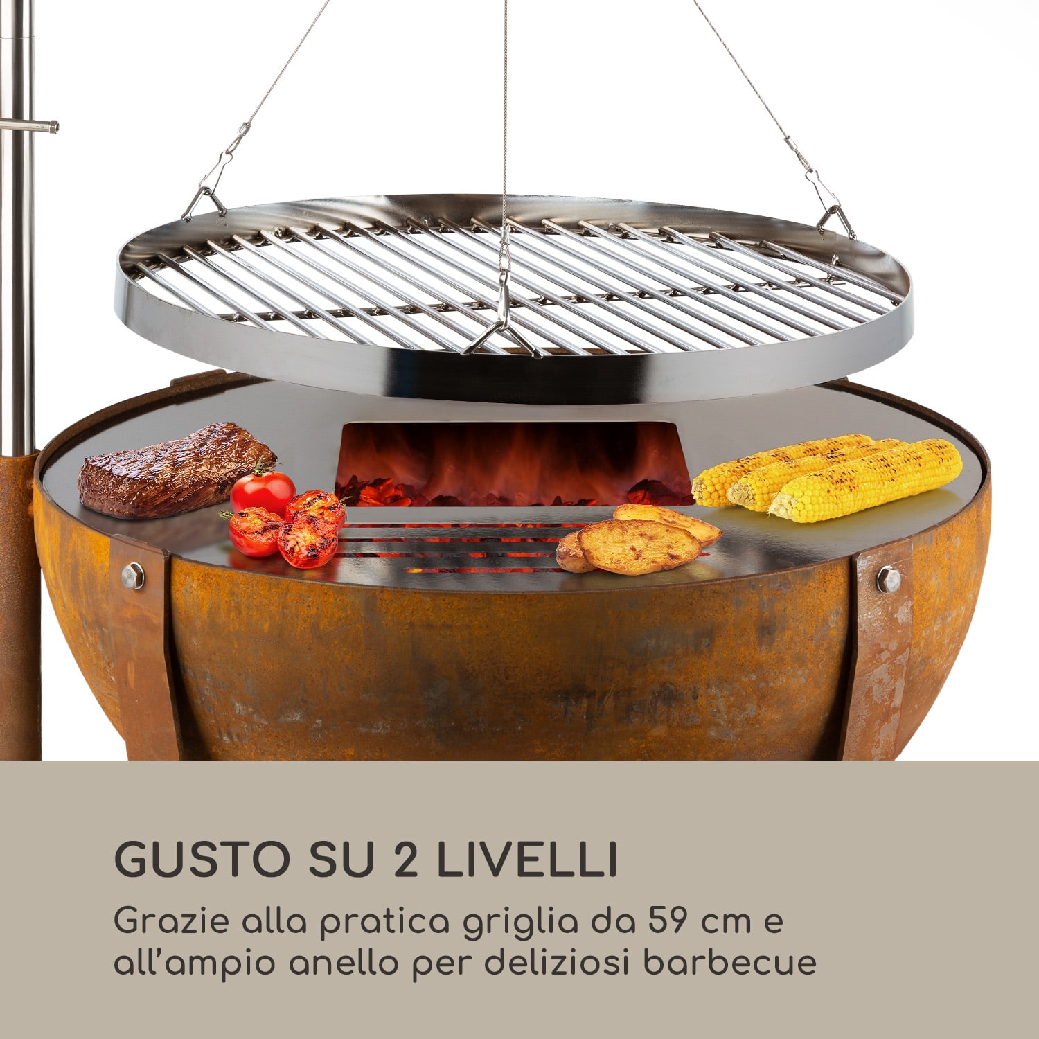 Fire Globe - Braciere con griglia, Ø 60 cm, acciaio 