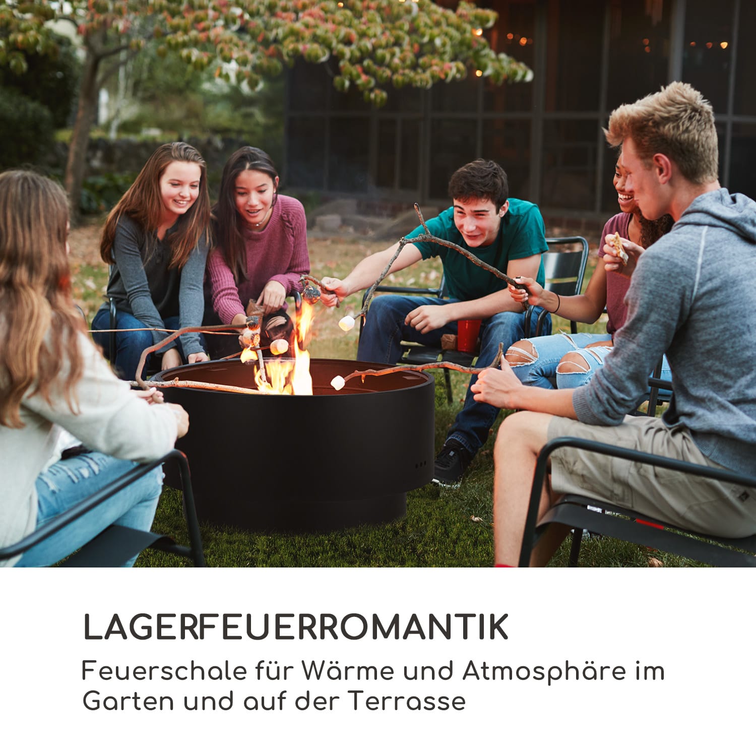 Pompeji Feuerschale und Grill Ø60cm Stahl Schwarz
