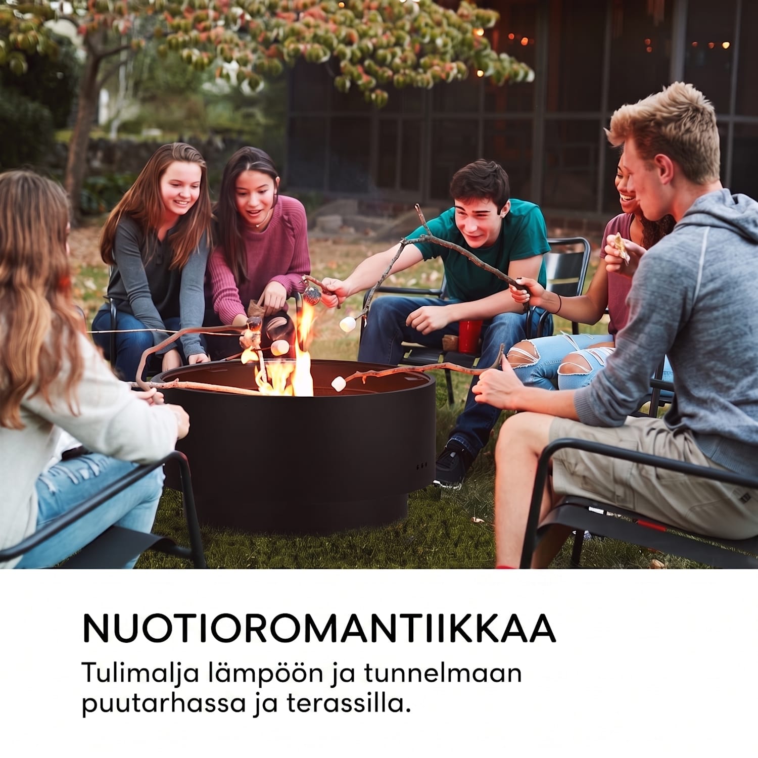 Pompeji, tulimalja ja grilli, Ø 60 cm, terästä Musta