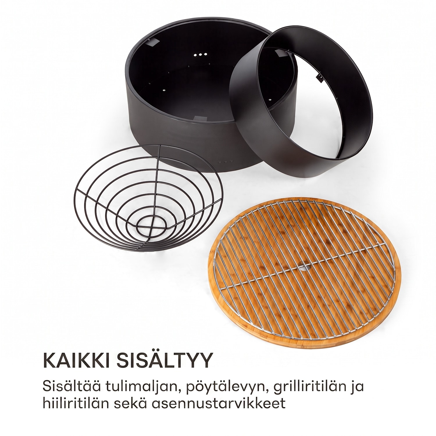 Pompeji, tulimalja ja grilli, Ø 60 cm, terästä Musta