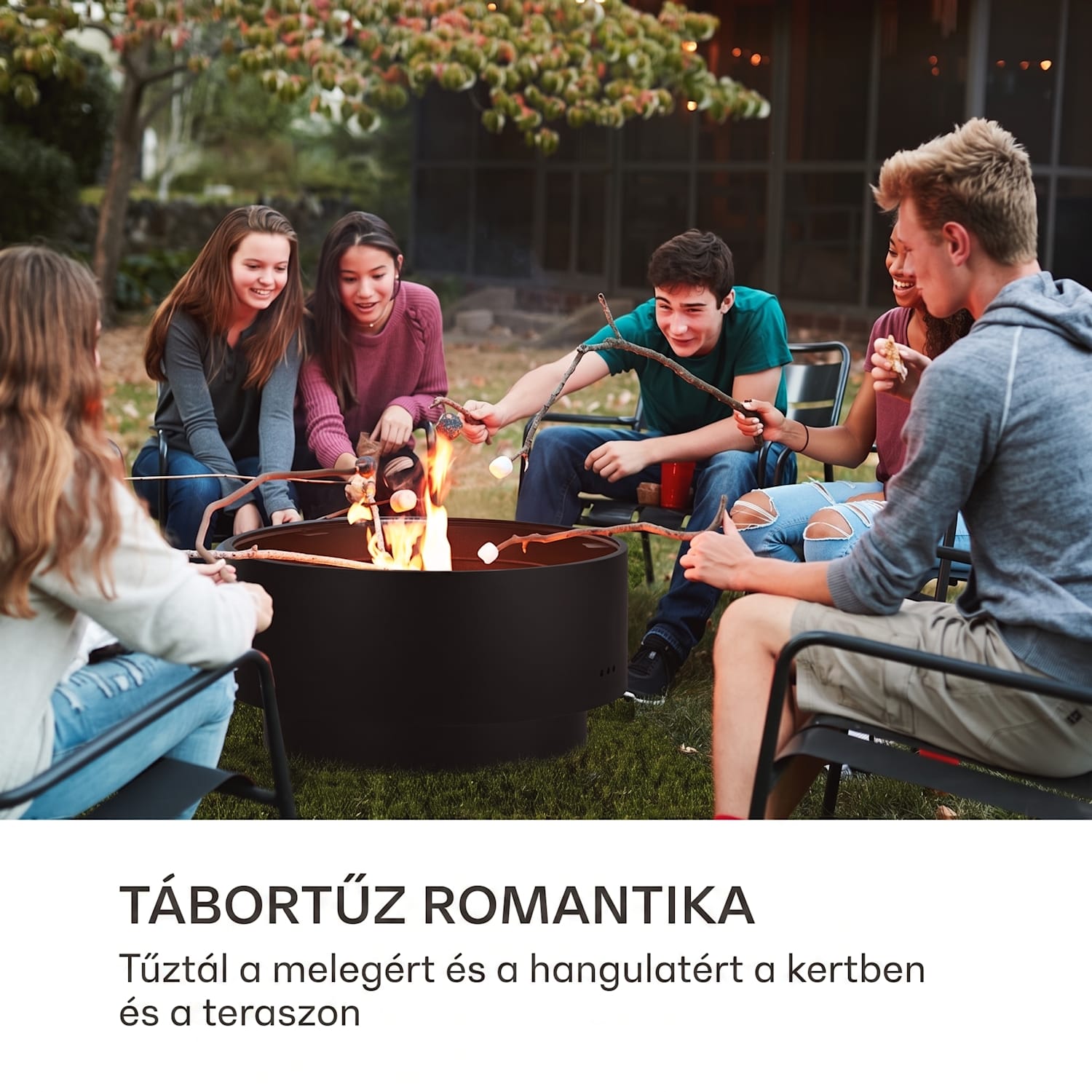 Pompeji, tűzrakóhely és grill, Ø60cm, acél Fekete