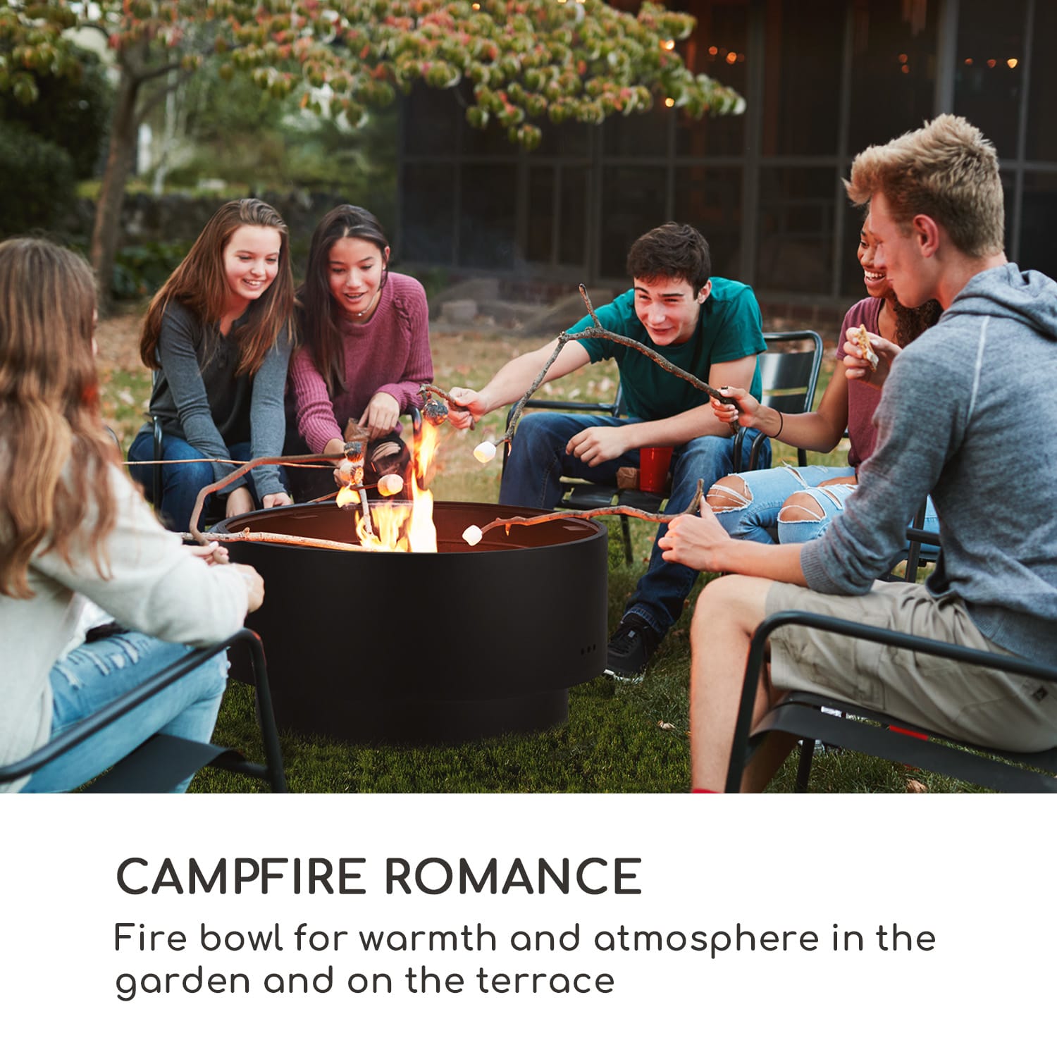 Pompeji, ohniště s grilem, Ø 60 cm, ocel Černá