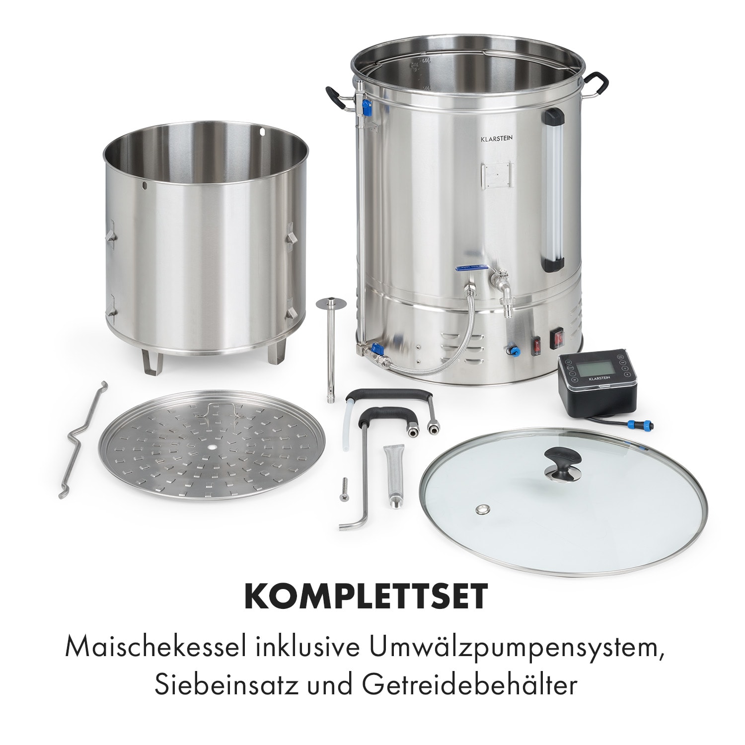 Brauheld Pro Maischekessel 3300W 70L 30-100°C Umwälzpumpe Edelstahl 