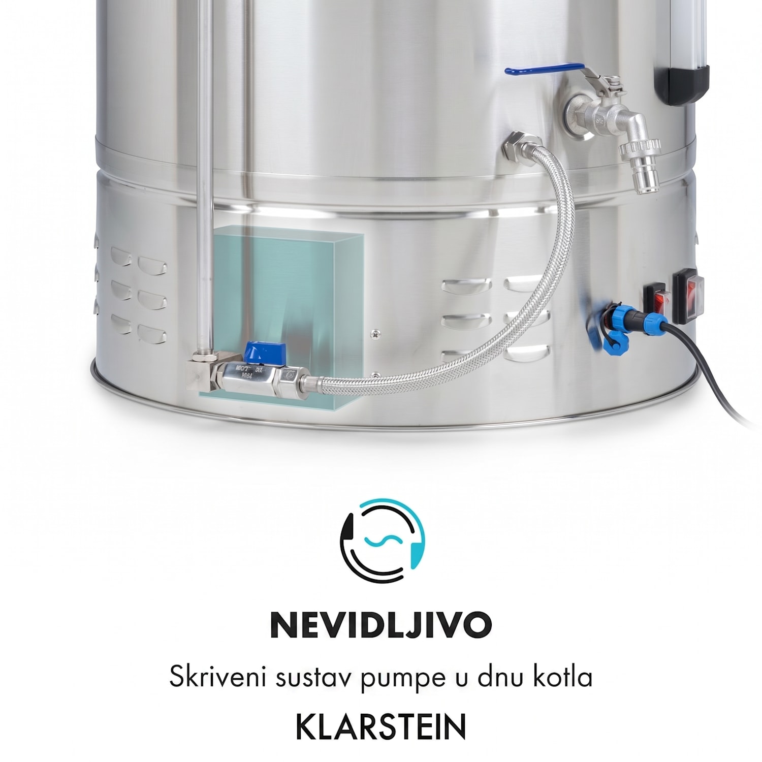 Brauheld Pro, kotao za slad, 3300 W, 70 l, 30 - 100 ° C, cirkulacijska pumpa, nehrđajući čelik 