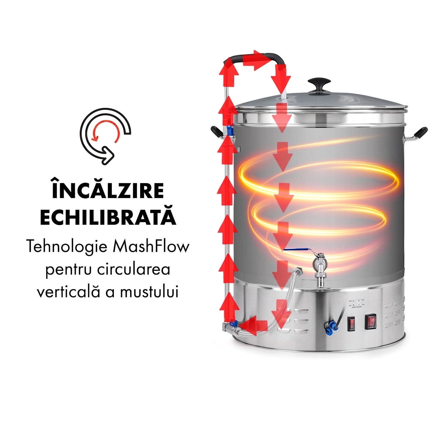 Brauheld Pro, cazan pentru malț, 3300 W, 70 l, 30 - 100 ° C, pompă de circulație, oțel inoxidabil 