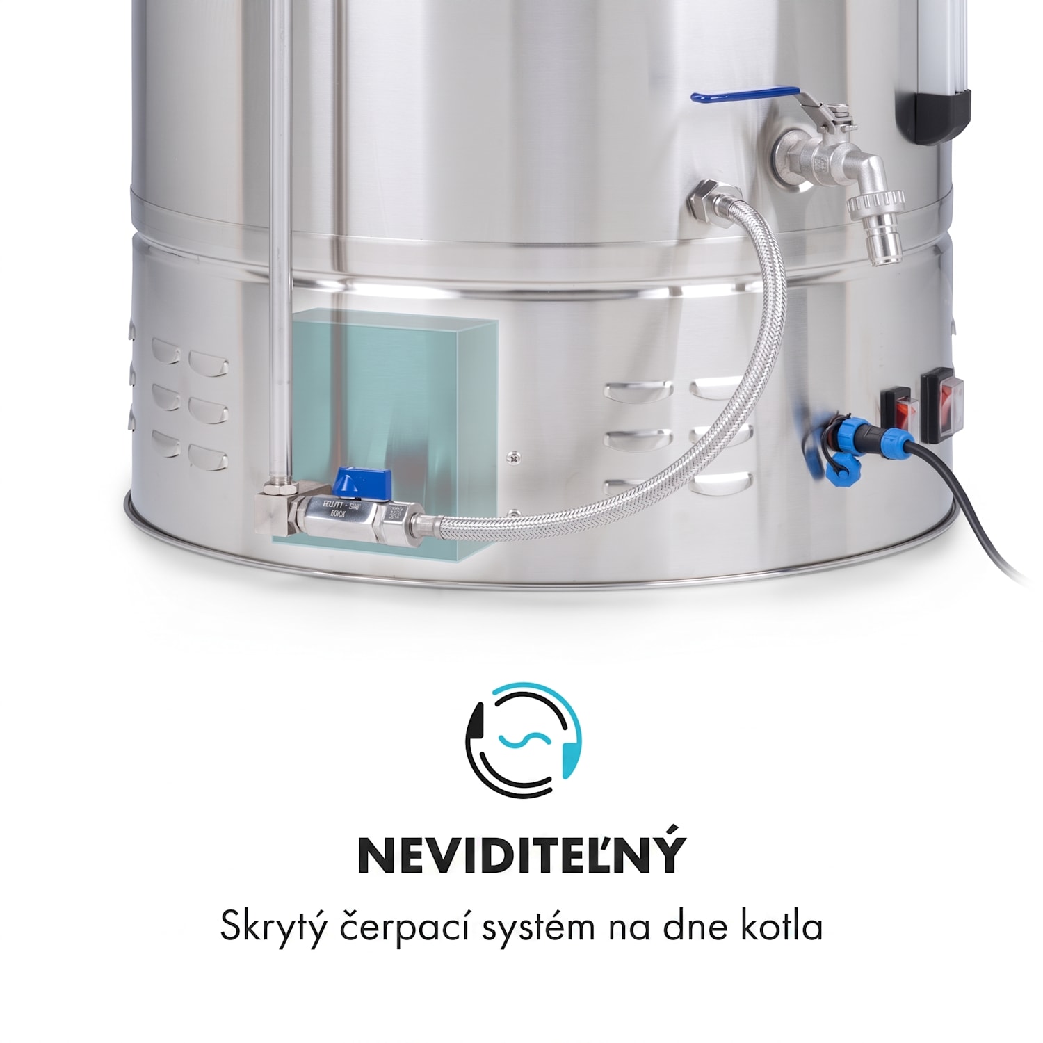 Brauheld Pro, sladový kotol, 70 l, 3300 W, 30 – 100 °C, obehové čerpadlo, nehrdzavejúca oceľ 
