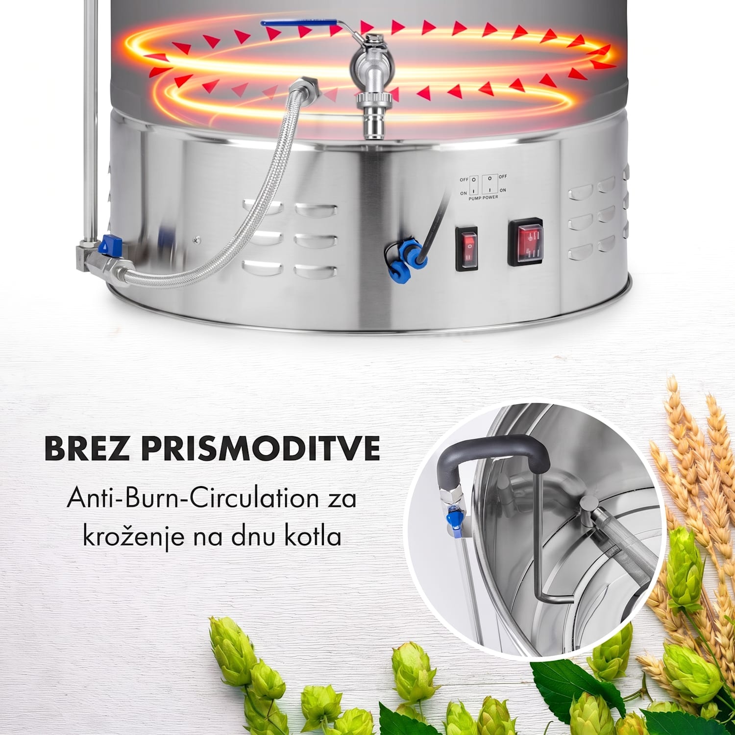Brauheld Pro, kotel za slajenje, 3300 W, 70 l, 30 - 100 ° C, obtočna črpalka, nerjaveče jeklo 