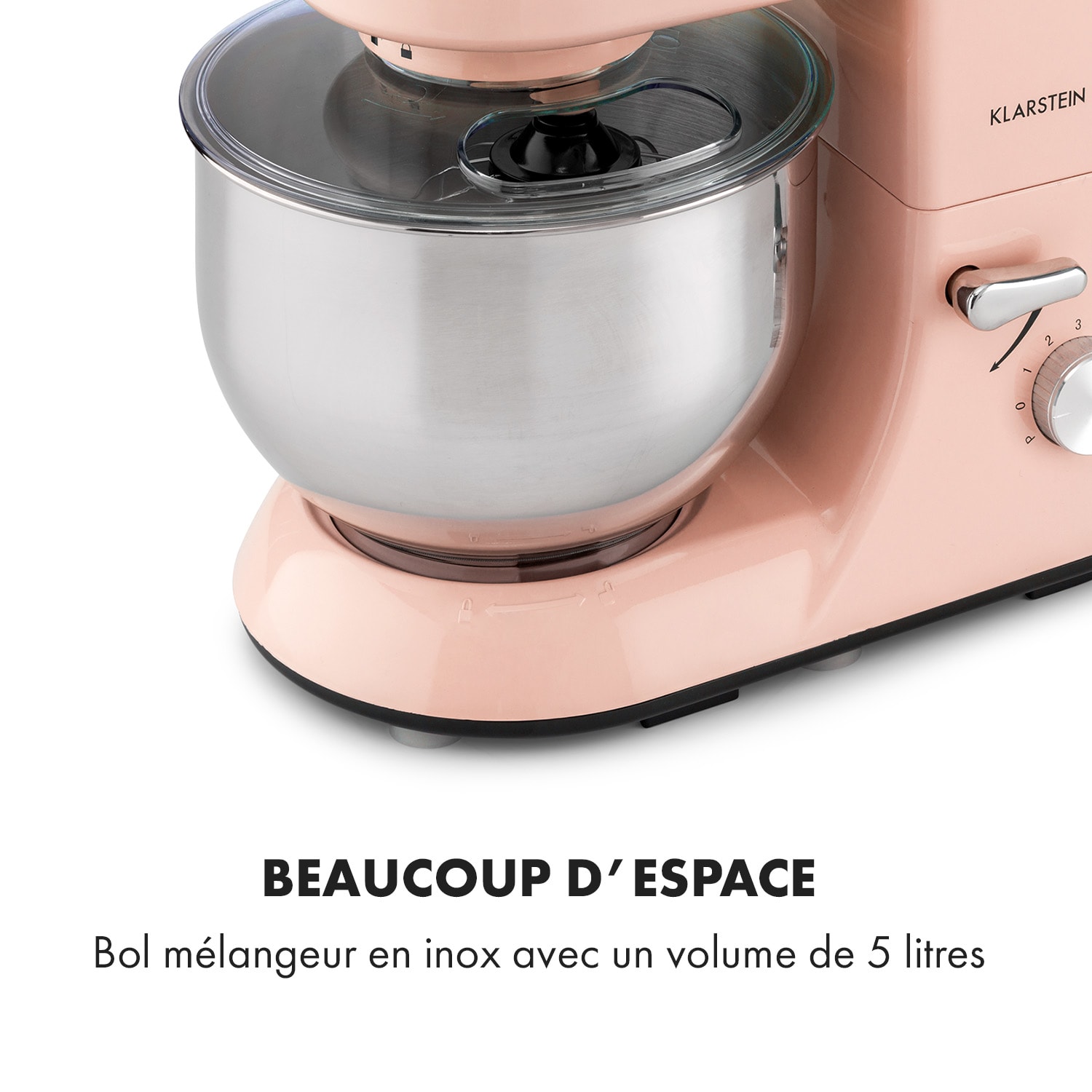 Bella Elegance Robot culinaire 1800 W / 2,7 ch 5,2 l Acier inoxydable sans BPA Rose Tendre