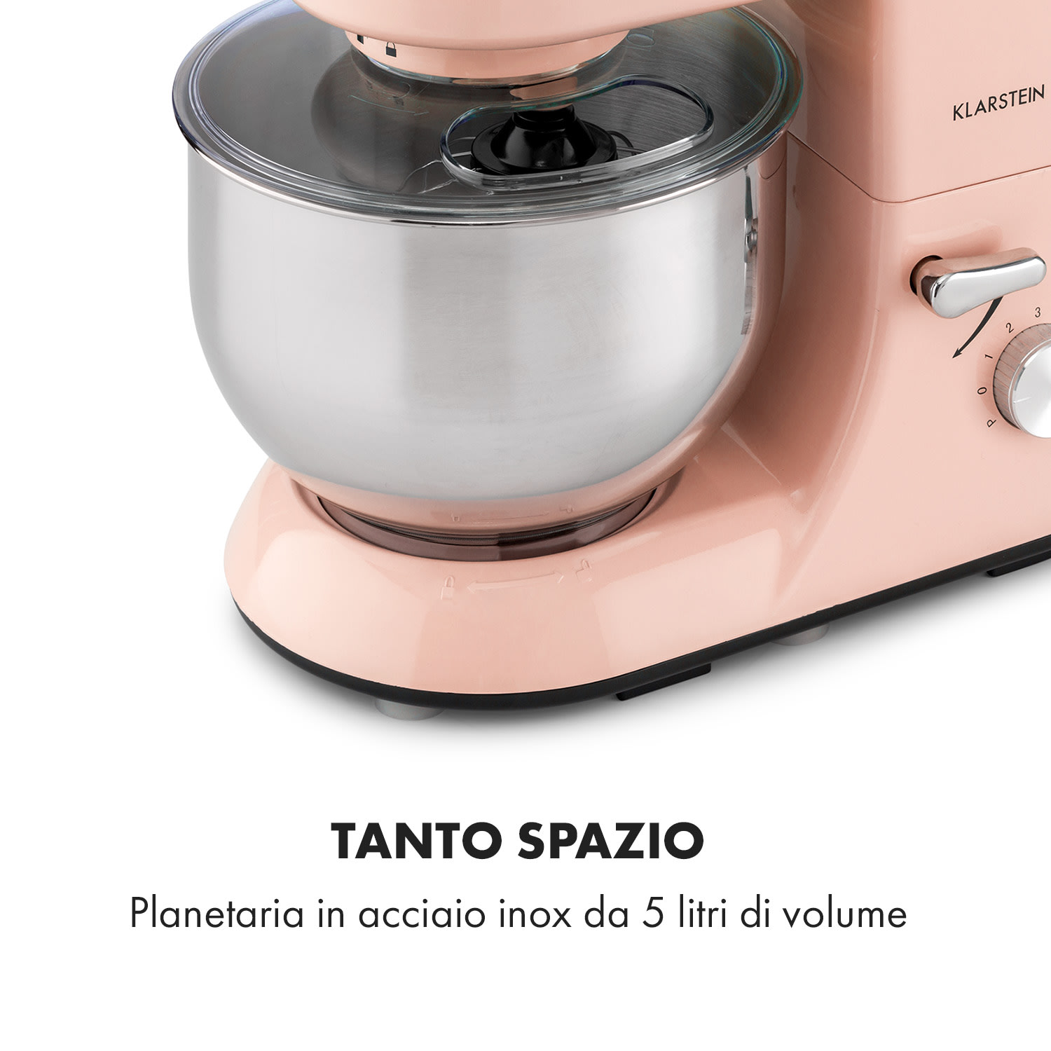 Bella Elegance Robot da cucina 1800 W/2,7 CV 5,2 litri acciaio inox senza BPA Rosa tenue