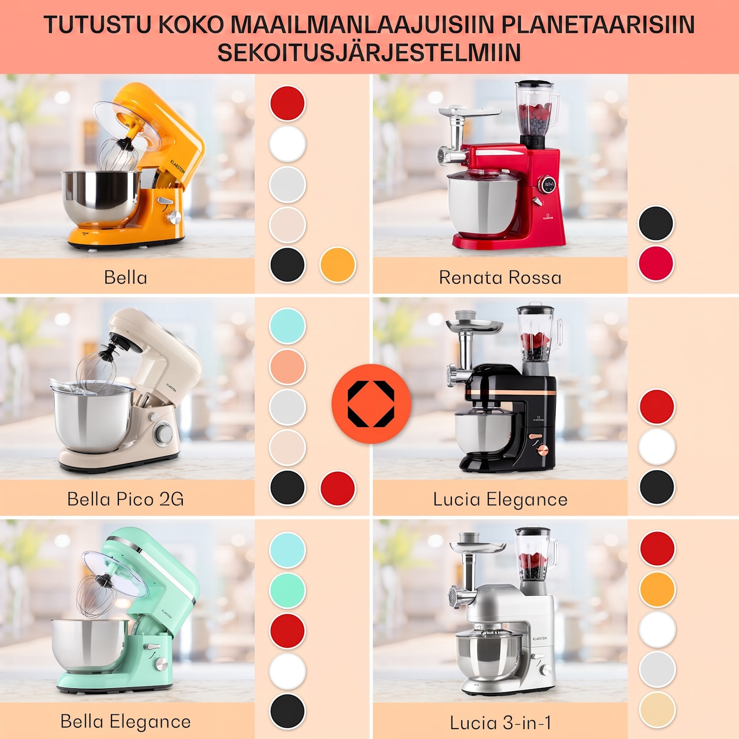 Bella Elegance -yleiskone 1800 W / 2,7 hv / 5 litraa ruostumaton teräs BPA-vapaa Minttu