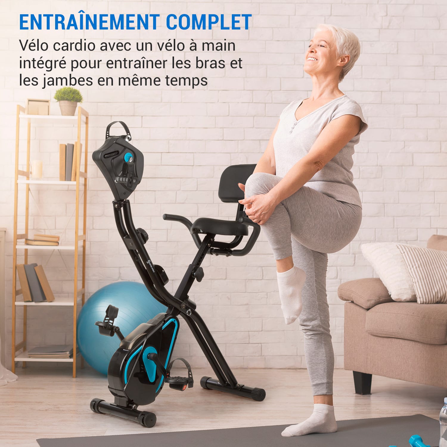Azura Full Body Comfort hometrainer handfiets 7,5 kg vliegwielmassa riemenaandrijving 