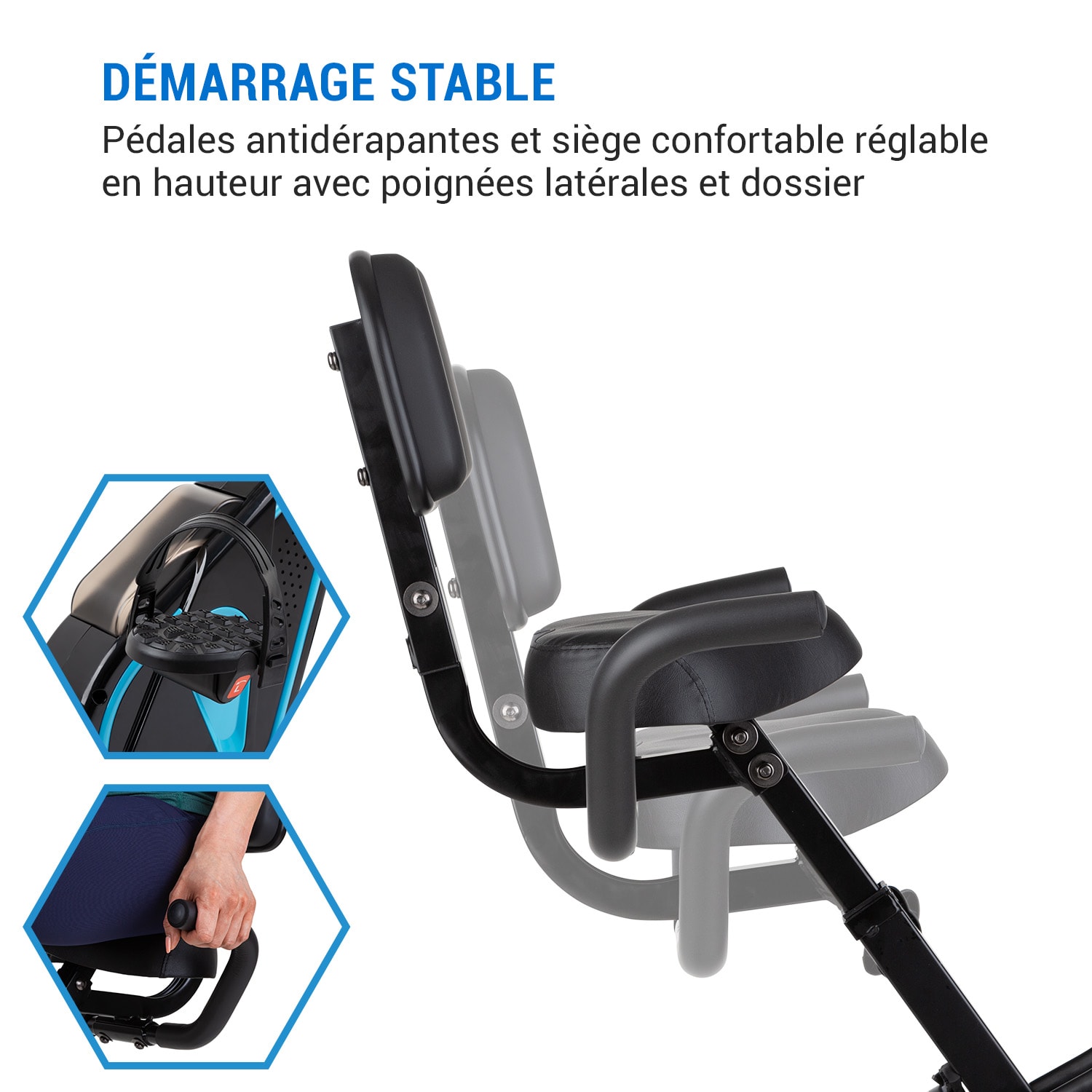 Azura Full Body Comfort hometrainer handfiets 7,5 kg vliegwielmassa riemenaandrijving 