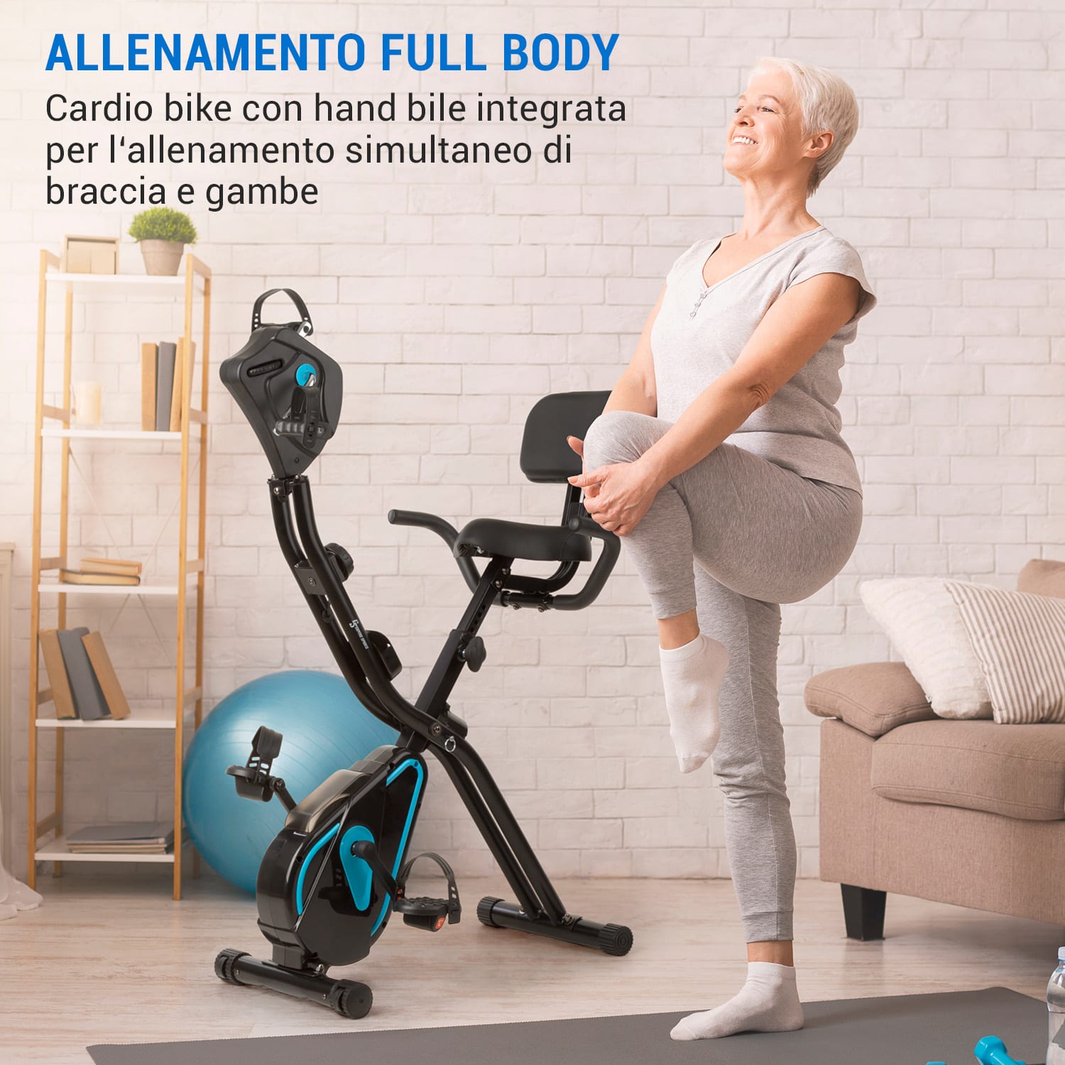 Azura Full Body Comfort, cyclette, handbike, 7,5 kg massa volanica, trasmissione a cinghia 