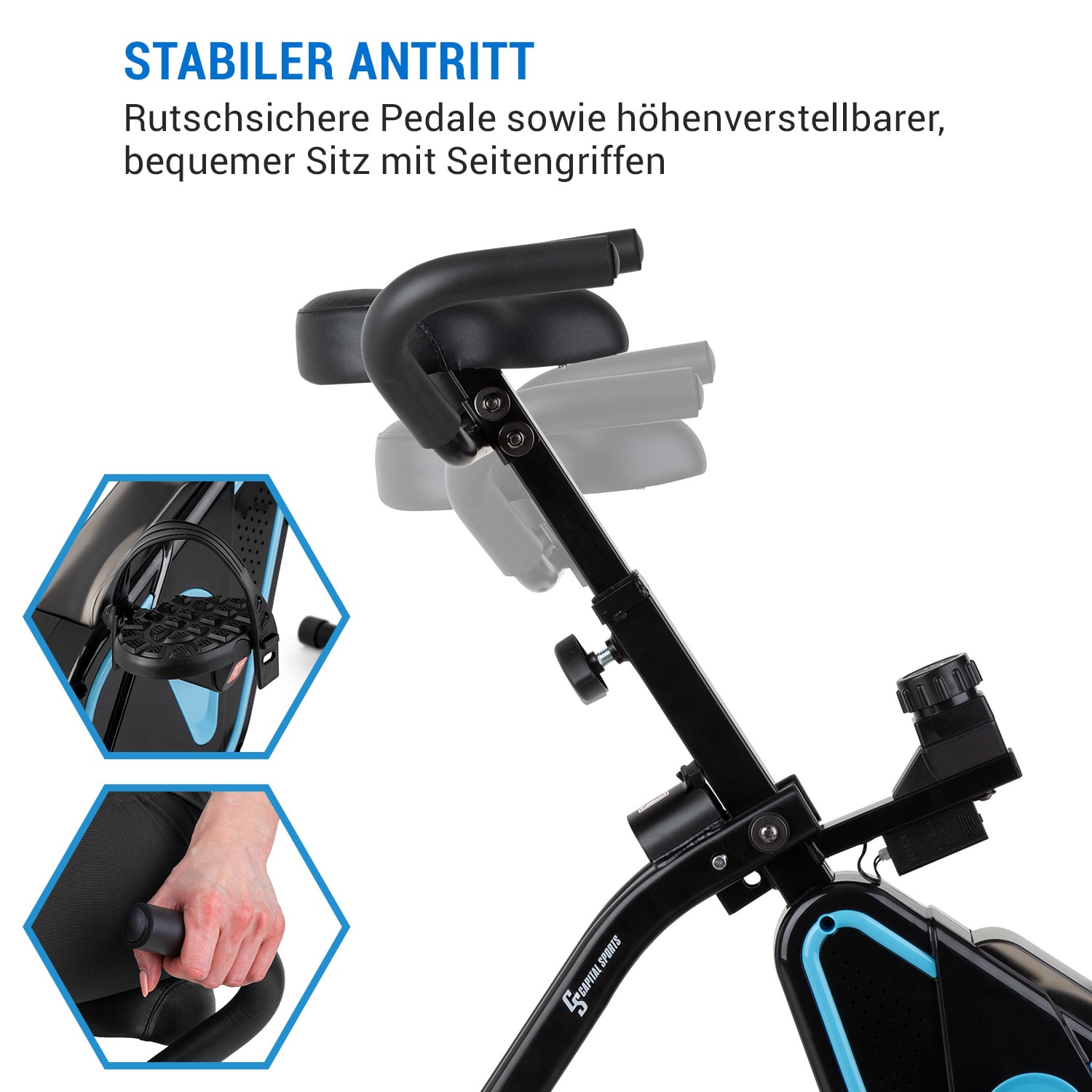Azura Desk Bike Heimtrainer 7,5 kg Schwungmasse Riemenantrieb Schwarz