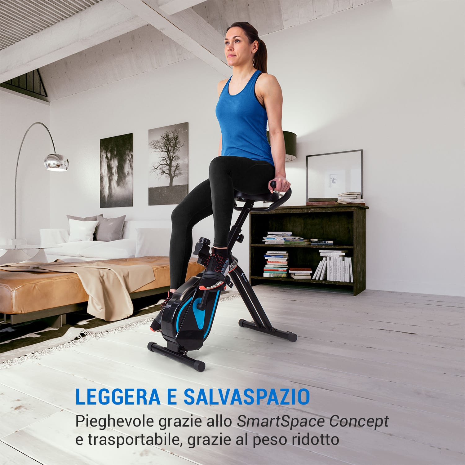 Azura Desk Bike - Cyclette, 7,5 kg di massa volanica, trazione a cinghia Nero