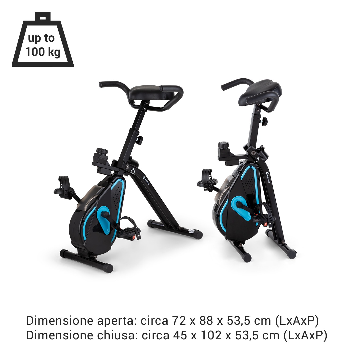 Azura Desk Bike - Cyclette, 7,5 kg di massa volanica, trazione a cinghia Nero
