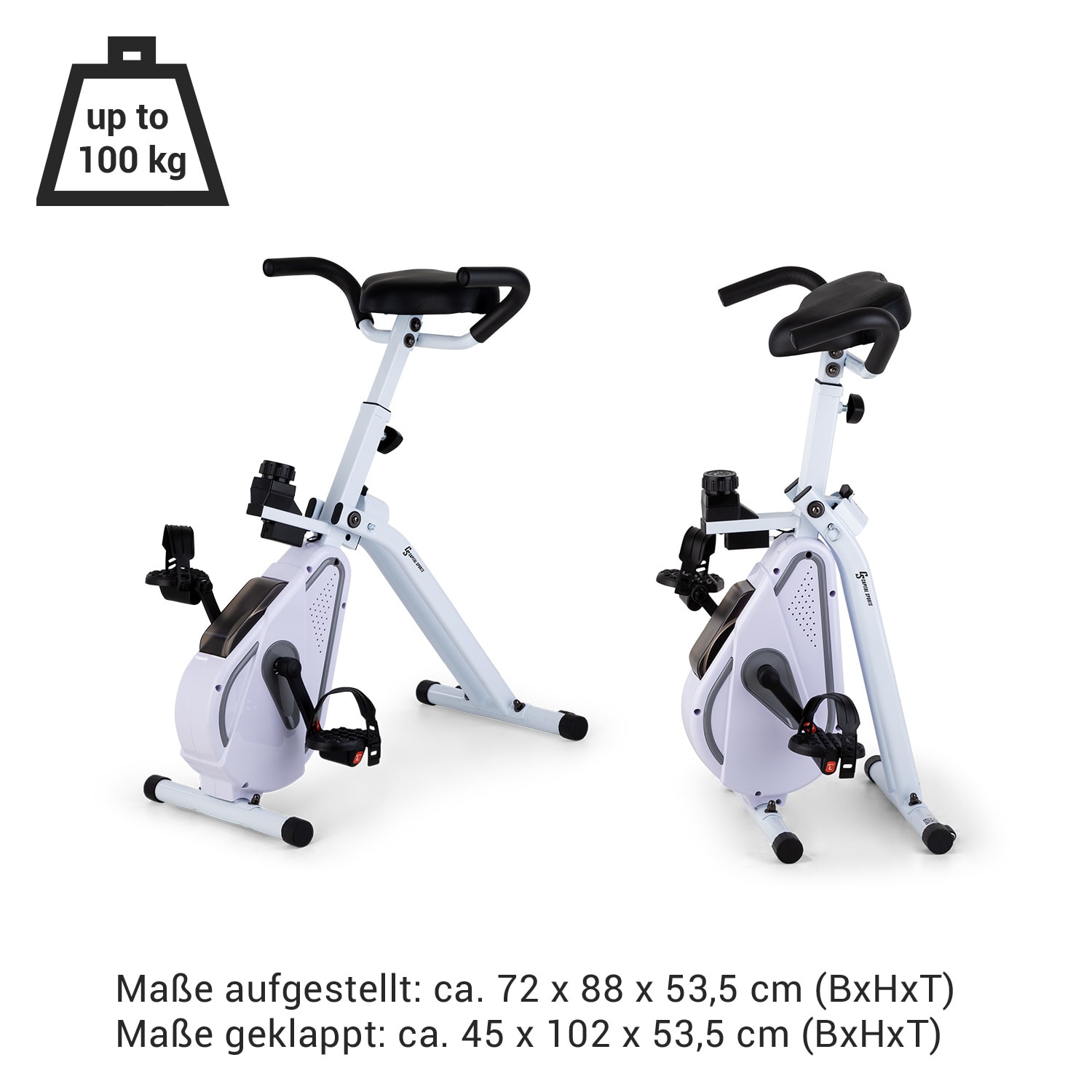 Azura Desk Bike - Cyclette, 7,5 kg di massa volanica, trazione a cinghia Bianco