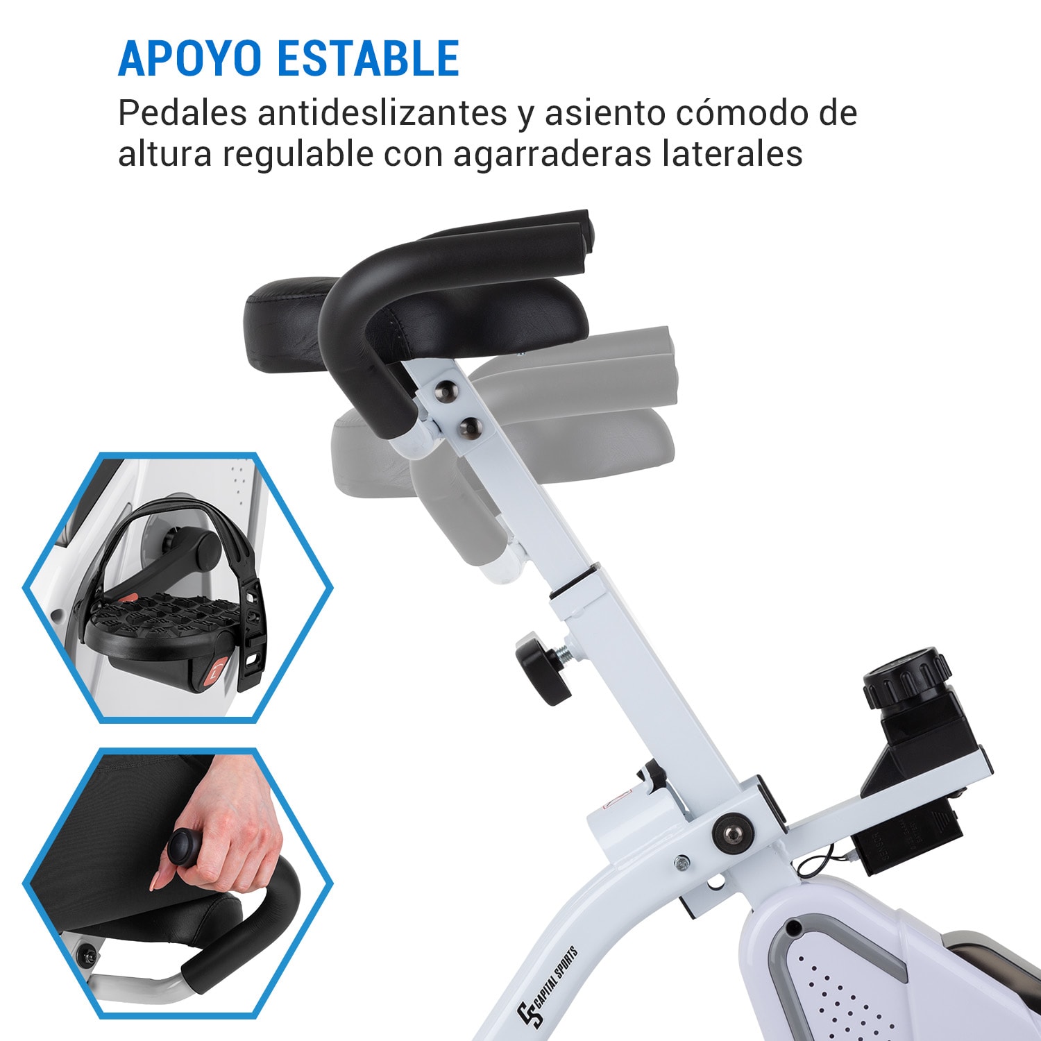 Bicicleta estática Azura Desk Bike 7,5 kg masa volante de inercia transmisión por correa Blanco