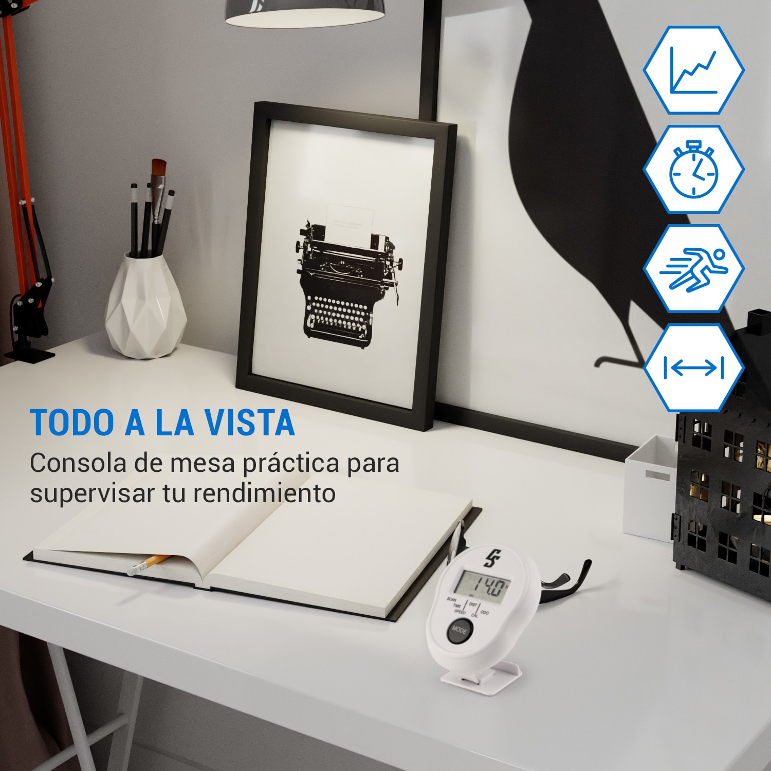 Bicicleta estática Azura Desk Bike 7,5 kg masa volante de inercia transmisión por correa Blanco