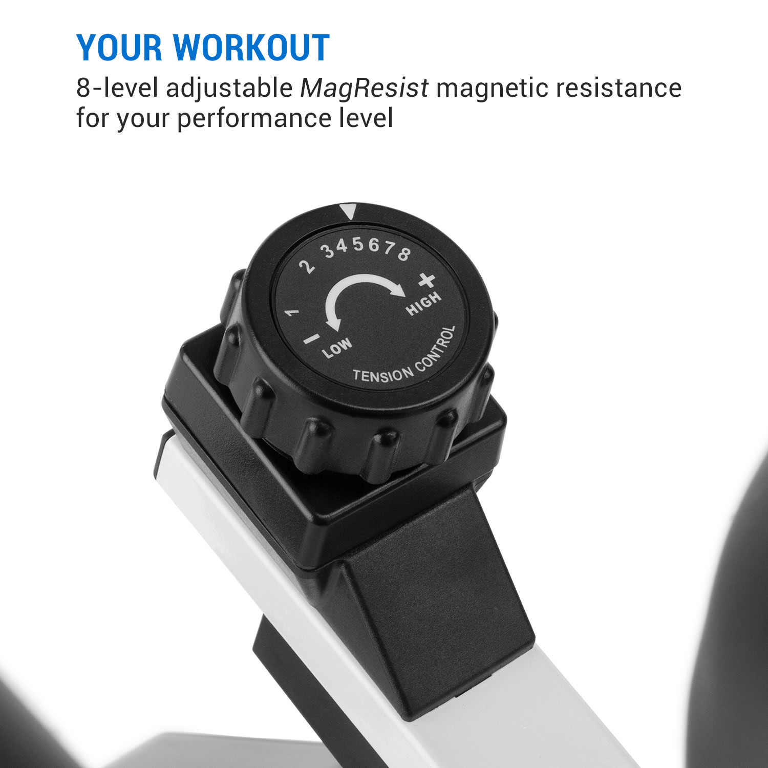 Azura Desk Bike, domáci rotoped, stacionárny bicykel, cyklotrenažér, záťažové koleso 7,5 kg, remeňový pohon Biela