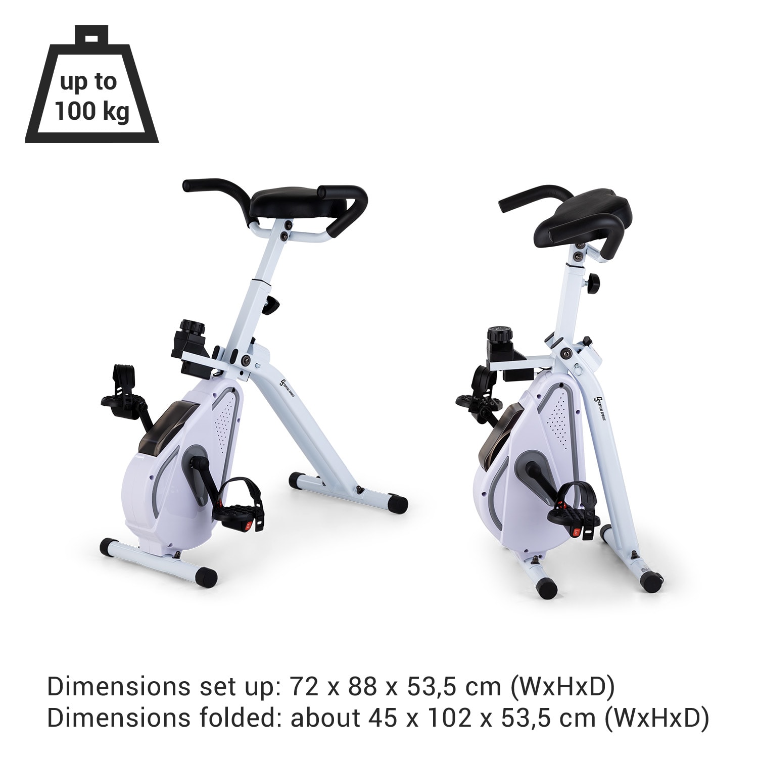 Azura Desk Bike, domáci rotoped, stacionárny bicykel, cyklotrenažér, záťažové koleso 7,5 kg, remeňový pohon Biela