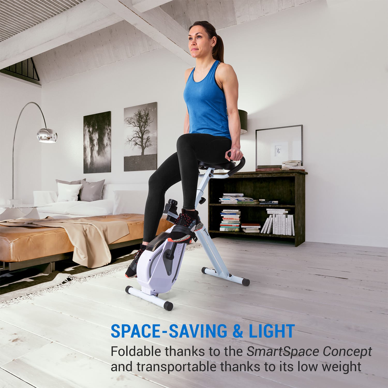 Azura Desk Bike, домашен тренажор, 7,5 кг маховик, ремъчно задвижване Бял