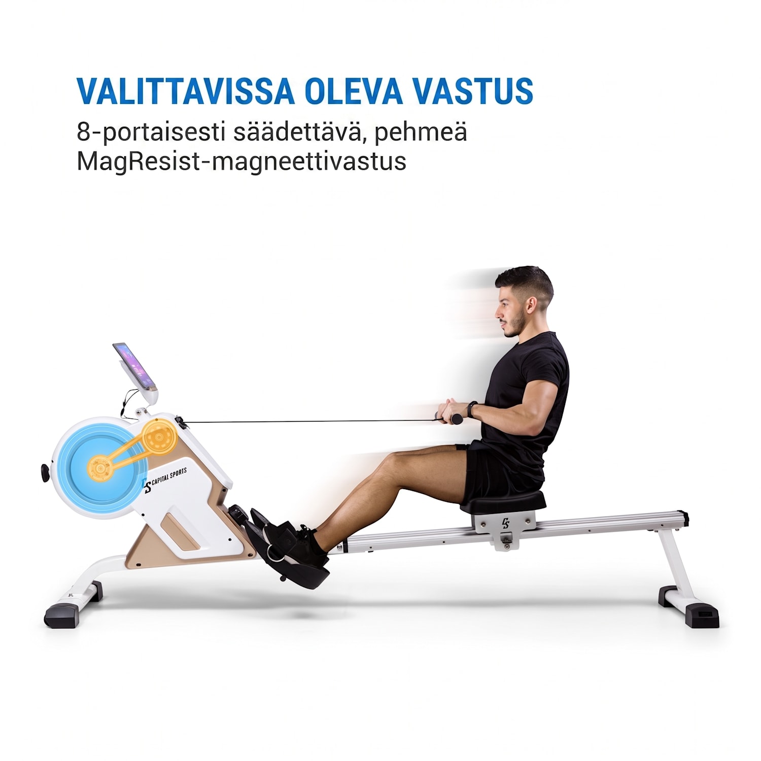 Stream M1 soutulaite magneettivastuksella 105 cm LCD-näyttö 8 tasoa alumiinia Samppanja/valkoinen