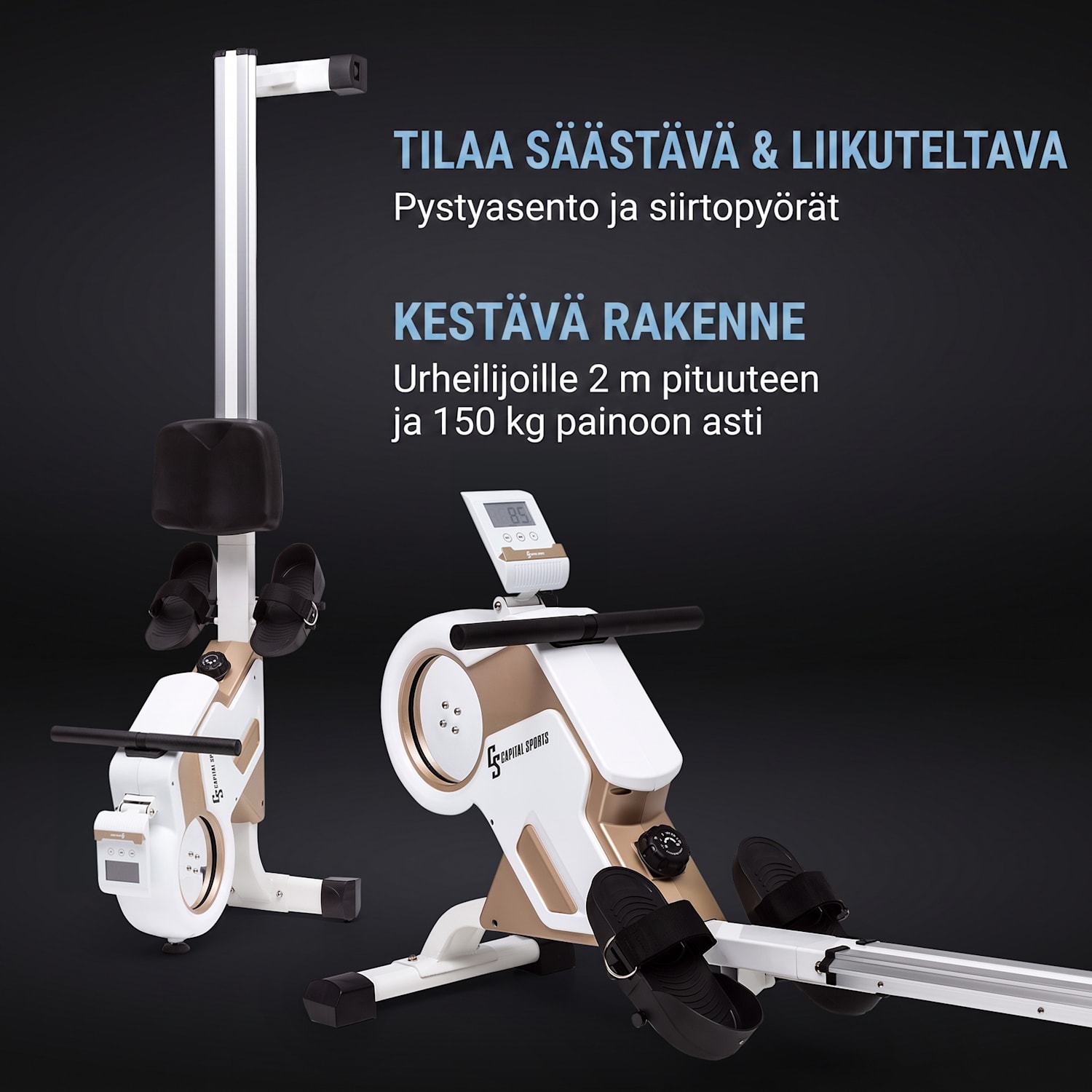 Stream M1 soutulaite magneettivastuksella 105 cm LCD-näyttö 8 tasoa alumiinia Samppanja/valkoinen