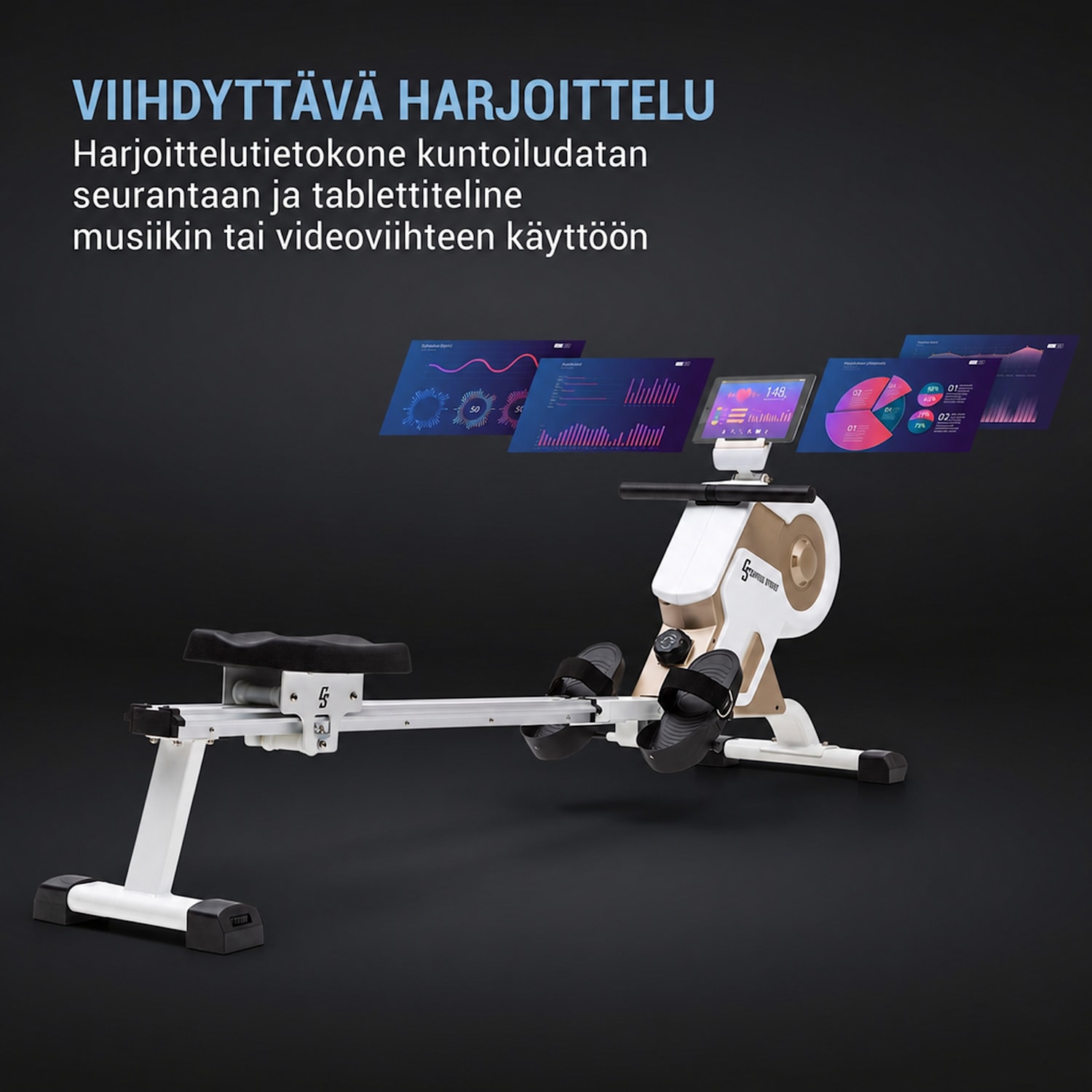 Stream M1 soutulaite magneettivastuksella 105 cm LCD-näyttö 8 tasoa alumiinia Samppanja/valkoinen