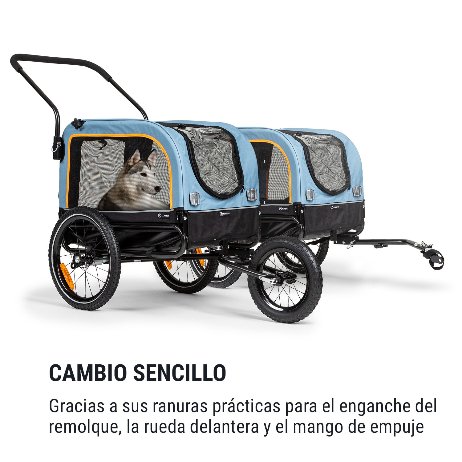 Remolque y silla de paseo para perros Corgi 2 en 1 600D Oxford tubo de acero banderín de advertencia 