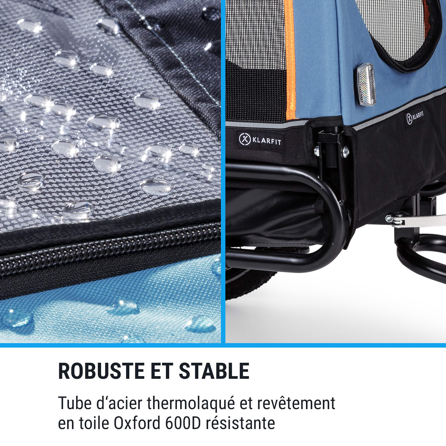 Corgi 2-en-1 remorque pour chien et poussette Oxford 600D tube d'acier fanion d'avertissement 