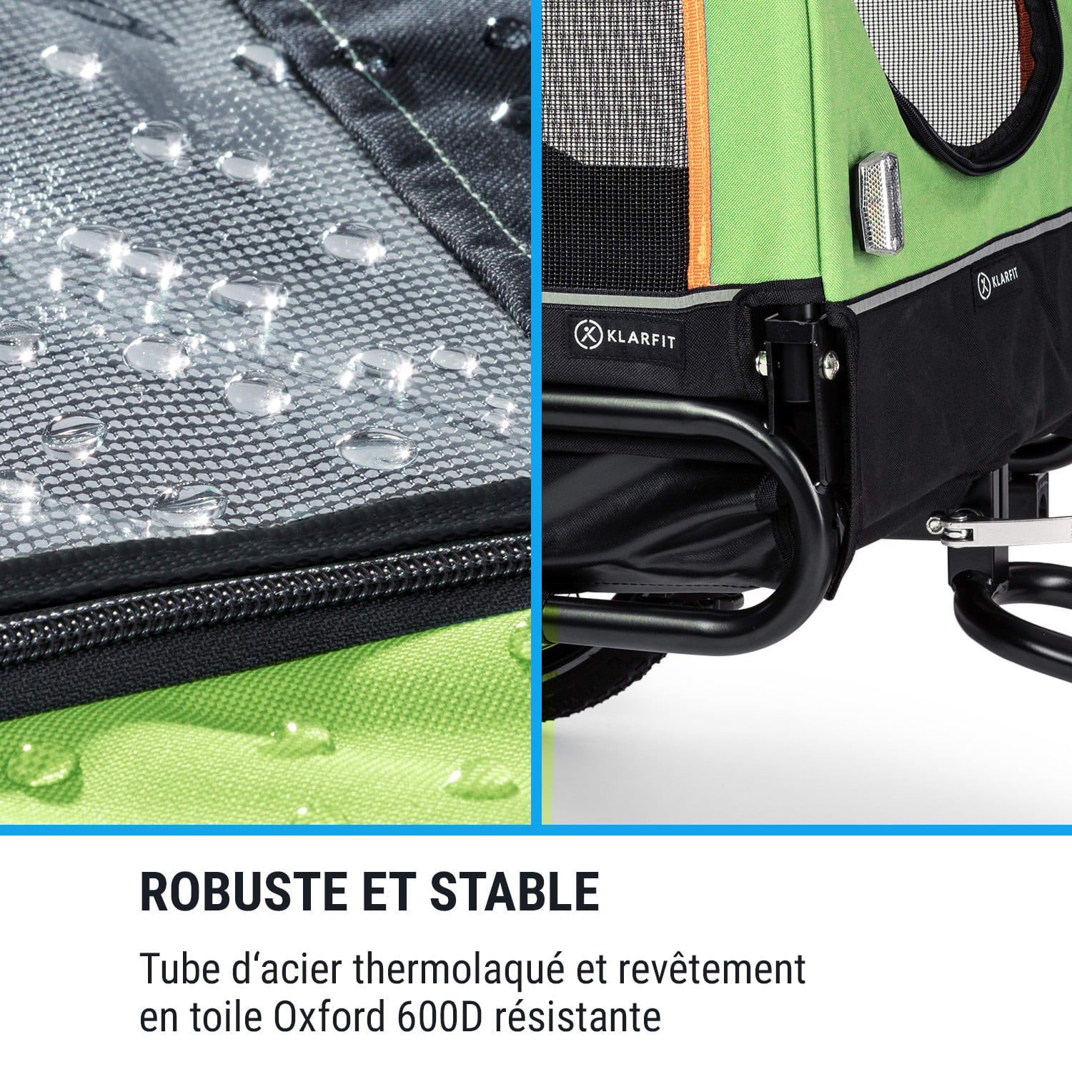 Corgi 2-en-1 remorque pour chien et poussette Oxford 600D tube d'acier fanion d'avertissement 