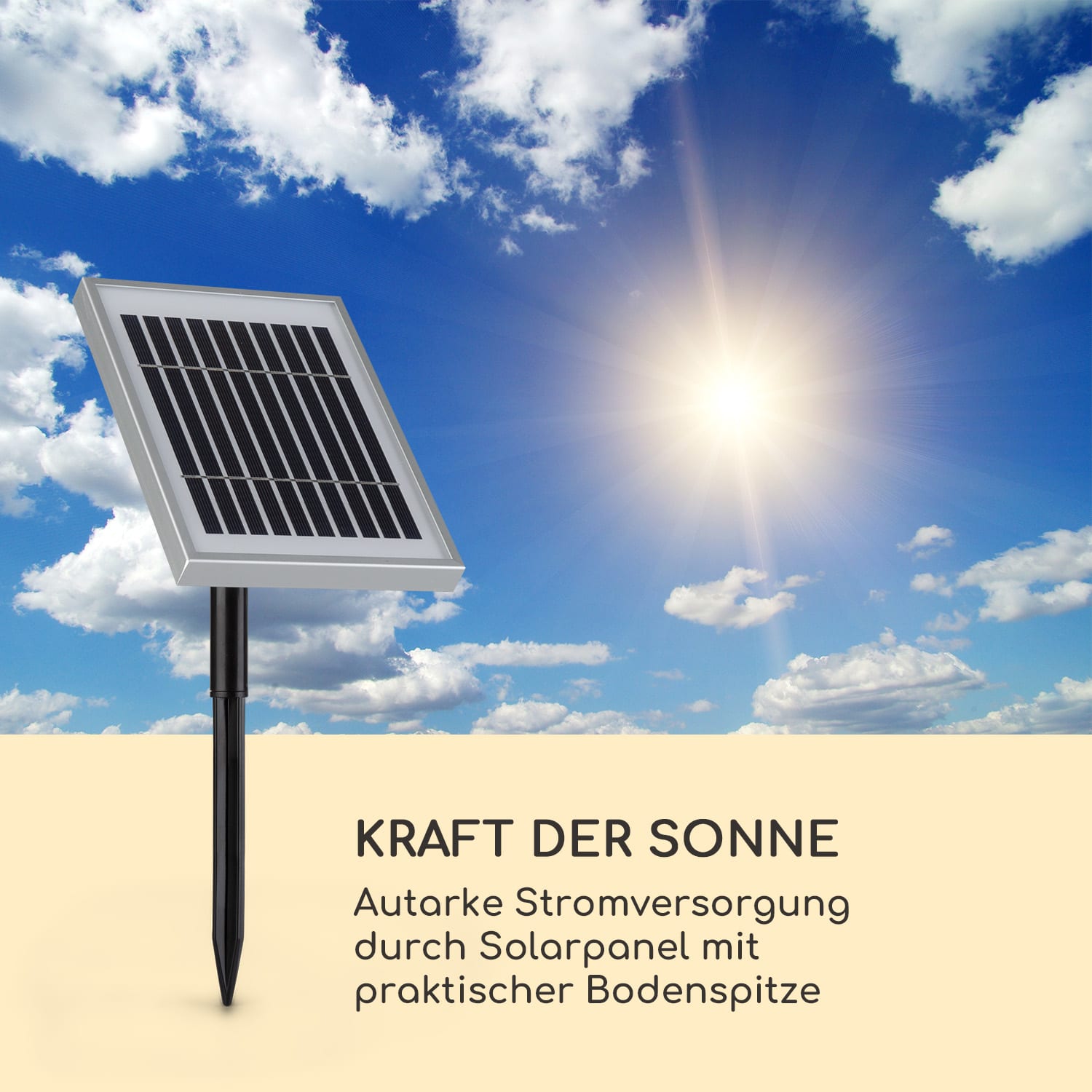 Blumquell Solarbrunnen LED 5 m Kabel Kunststein Solarpanel