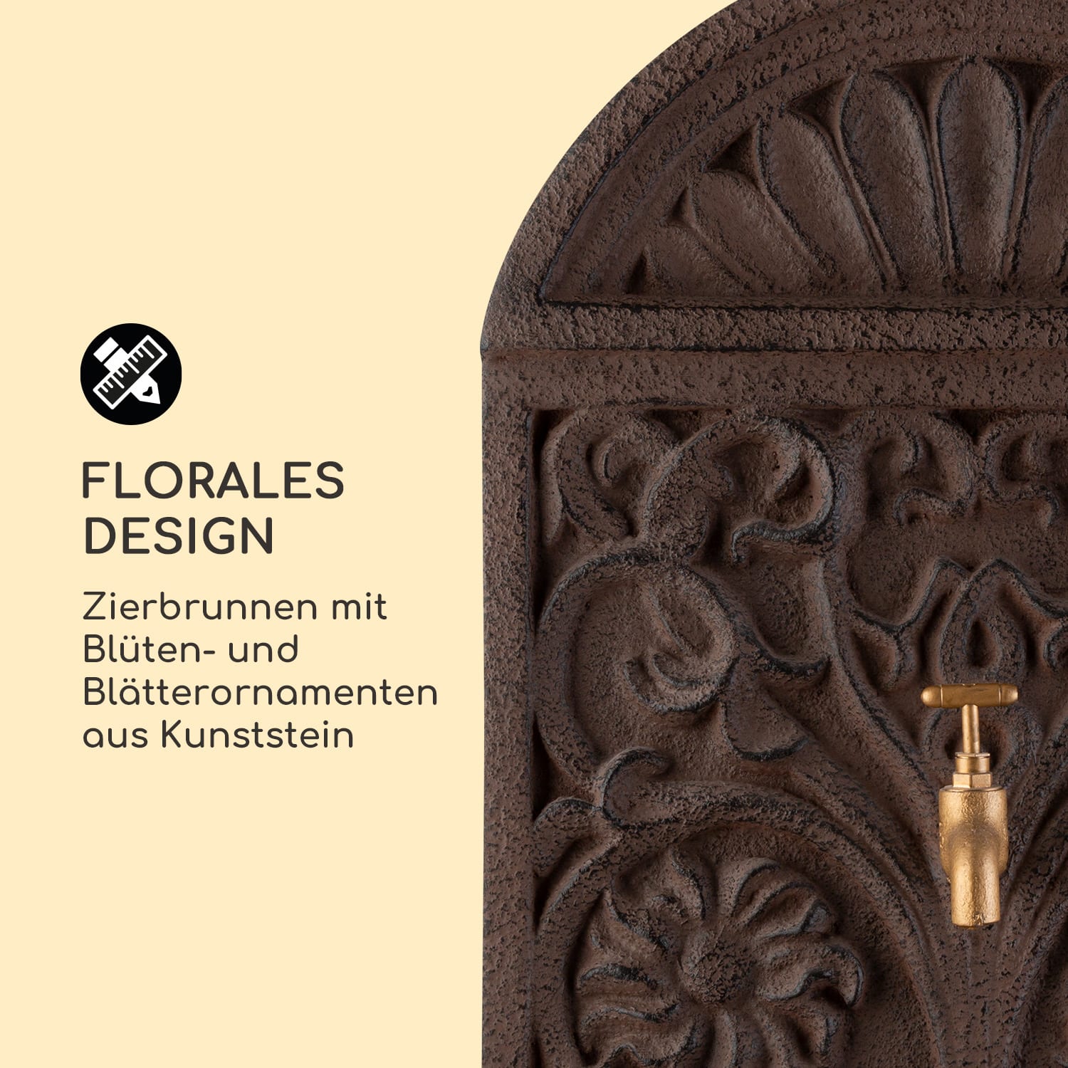 Blumquell Solarbrunnen LED 5 m Kabel Kunststein Solarpanel