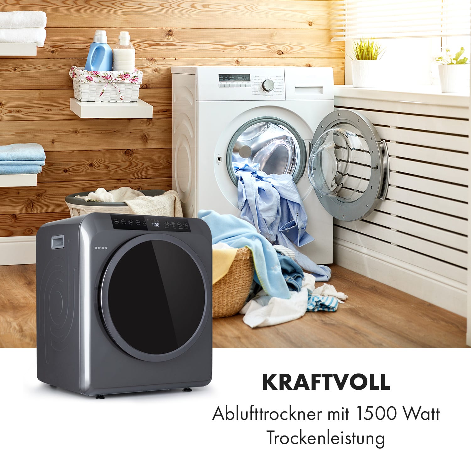 EZ Dry Wäschetrockner Ablufttrockner 1500W 6kg 60cm Anthrazit