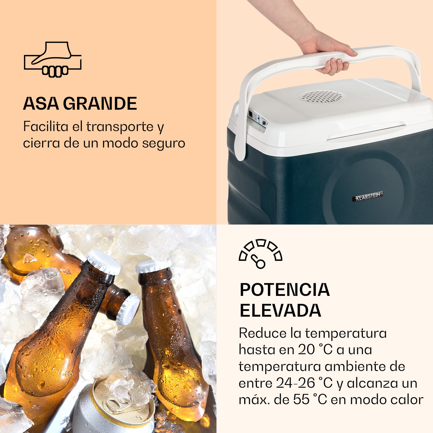BeerBelly 21 Nevera eléctrica térmica y refrigeradora portátil Puerto USB Función ECO Azul Marino