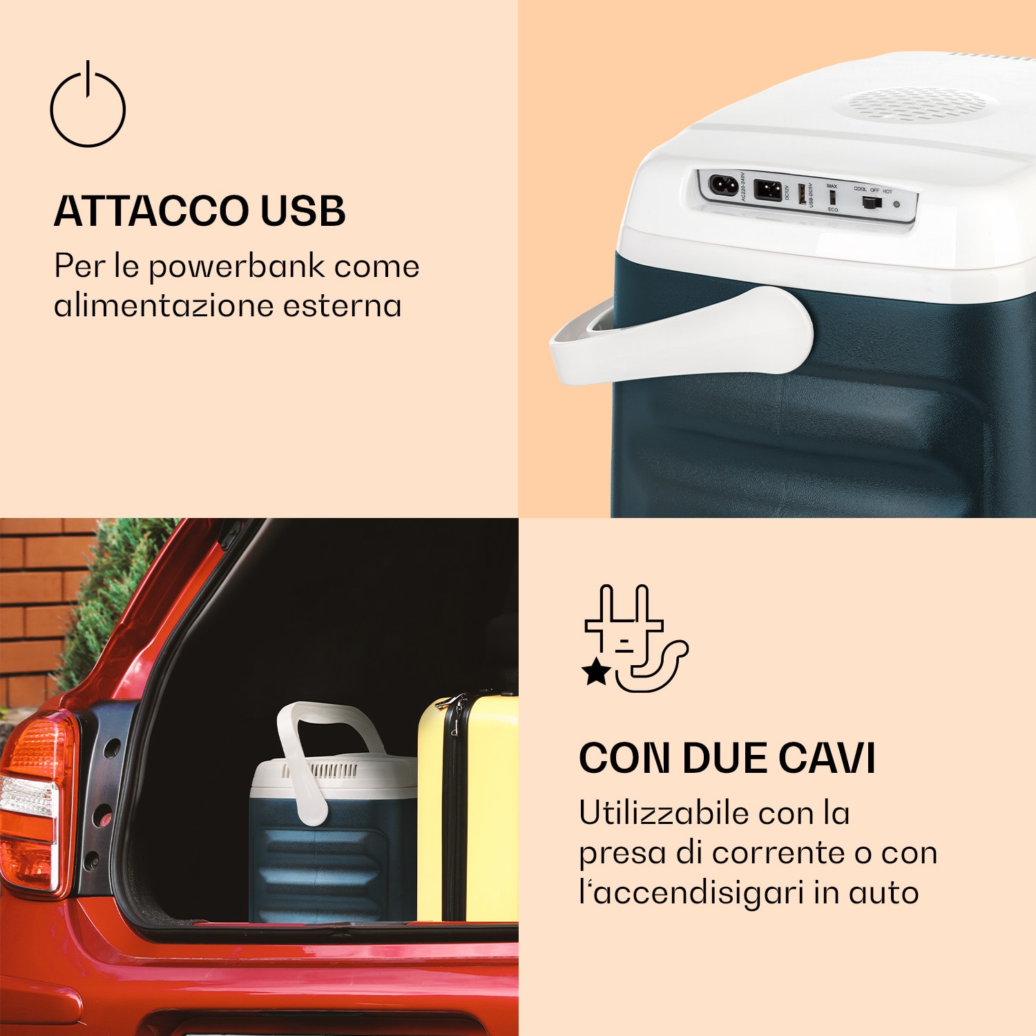 BeerBelly 21, borsa termica elettrica, raffreddamento & mantenimento calore, USB, modalità ECO Blue Ocean