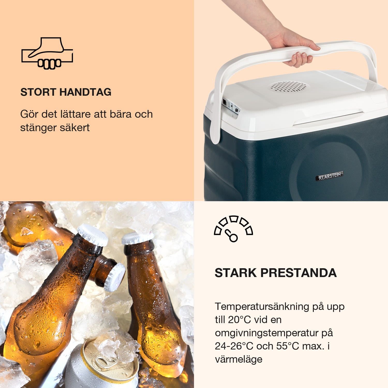 BeerBelly 21 Elektrisk kylbox kyl-& varmhållningsfunktion USB-port ECO-läge Blå Ocean