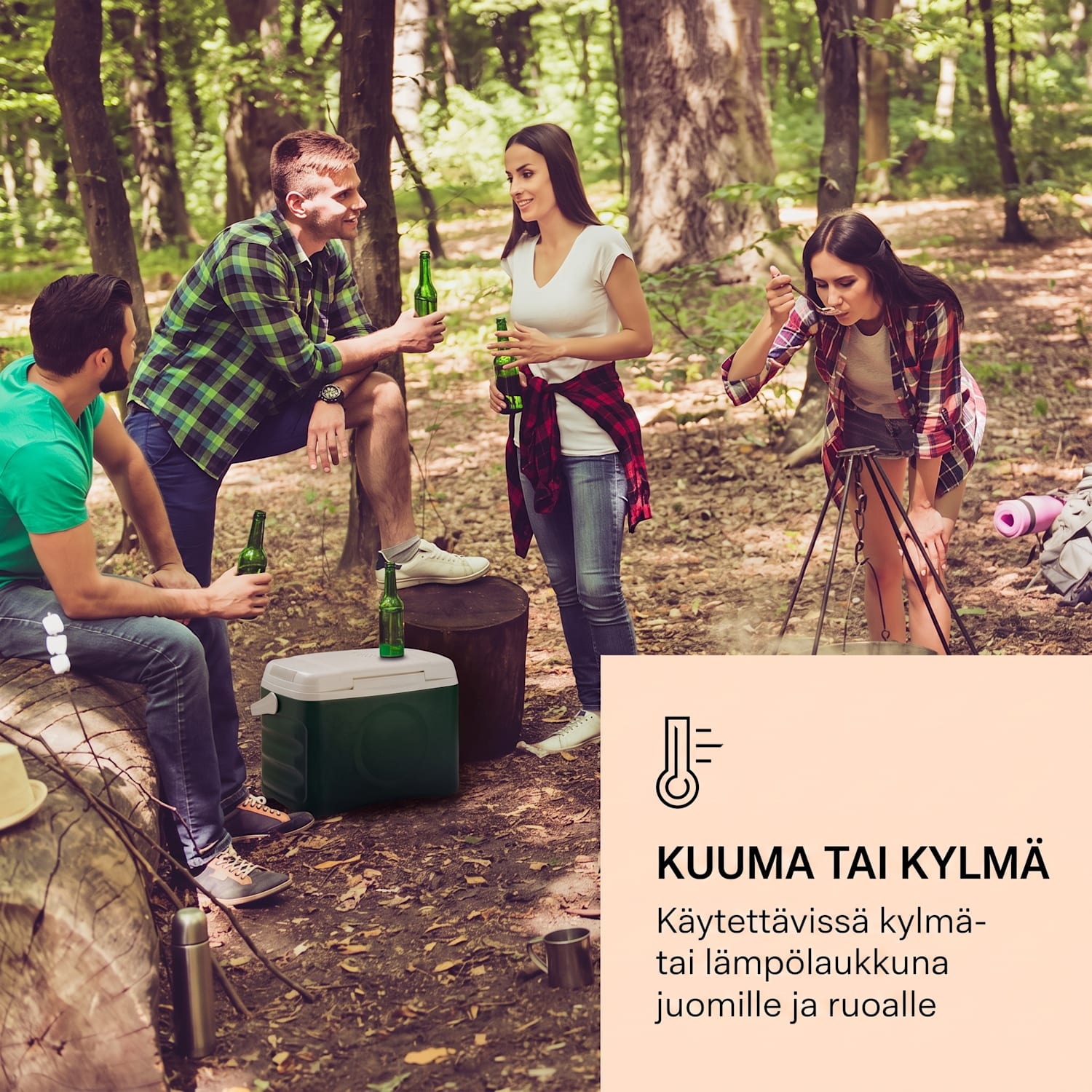 BeerBelly 21, sähköllä toimiva kylmälaukku, viilennys- ja lämpimänäpitotoiminto, USB-portti, ECO-tila Tummanvihreä