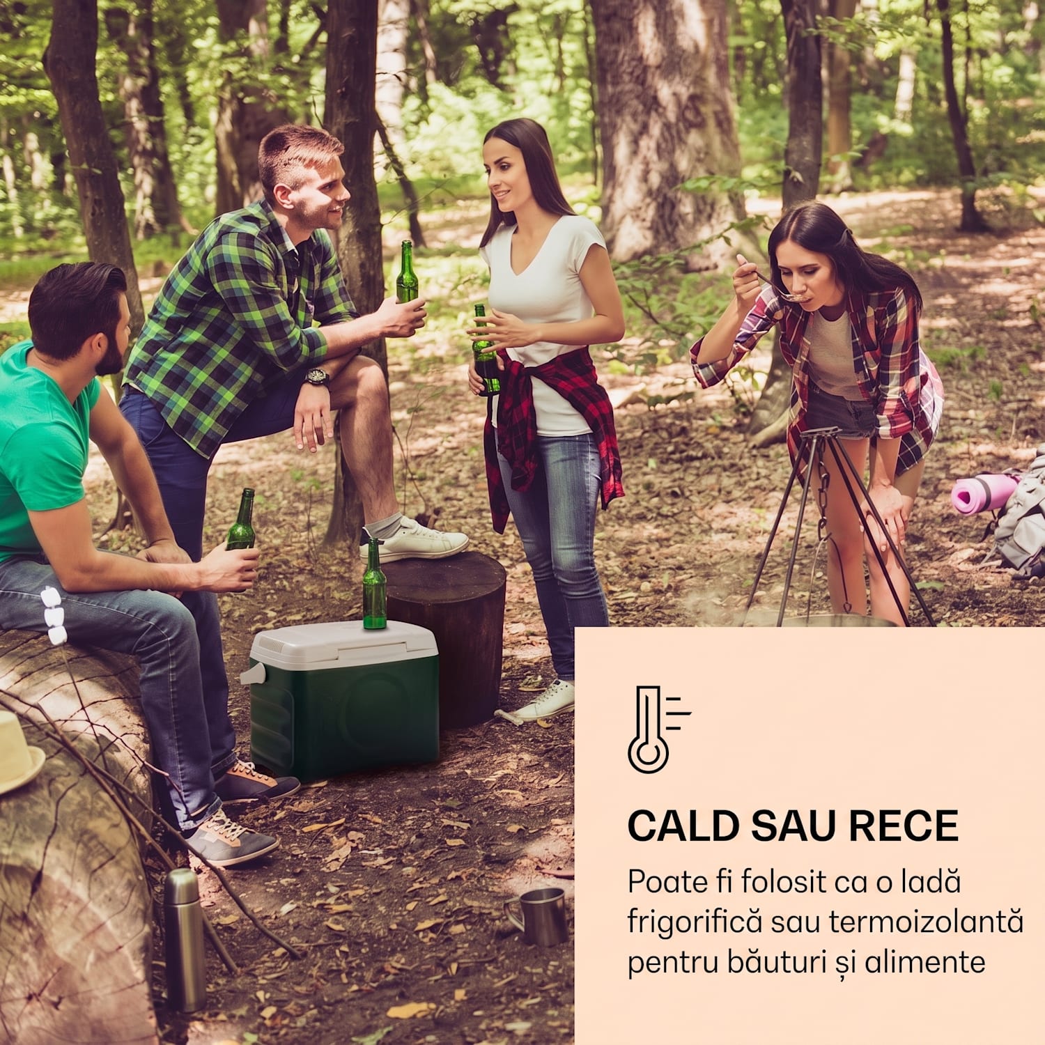 BeerBelly 21, cutie de răcire electrică, funcție de răcire și păstrare a căldurii, port USB, mod ECO Verde închis