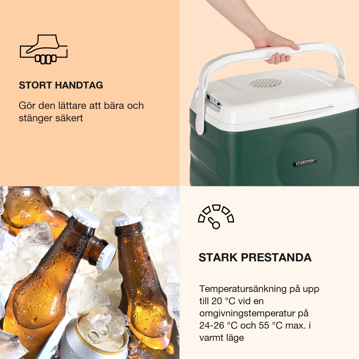 BeerBelly 21 elektrisk kylbox kyl- & värmhållningsfunktion USB-Port ECO-läge Mörkgrön