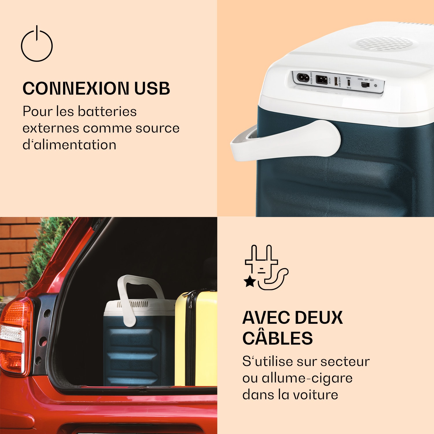 BeerBelly 29 elektrische koelbox koel-& warmhoudfunctie USB-poort eco-functie Blue Ocean