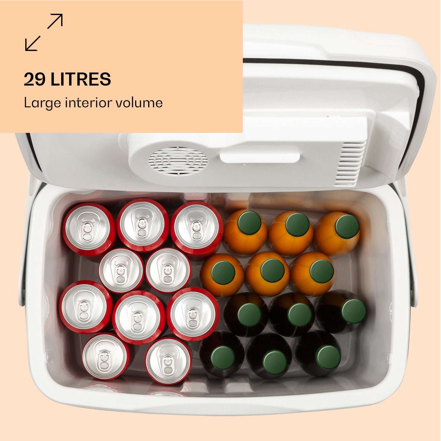 BeerBelly 29, autochladnička, elektrický chladící box, funkce chlazení a udržování tepla, USB port, režim ECO 